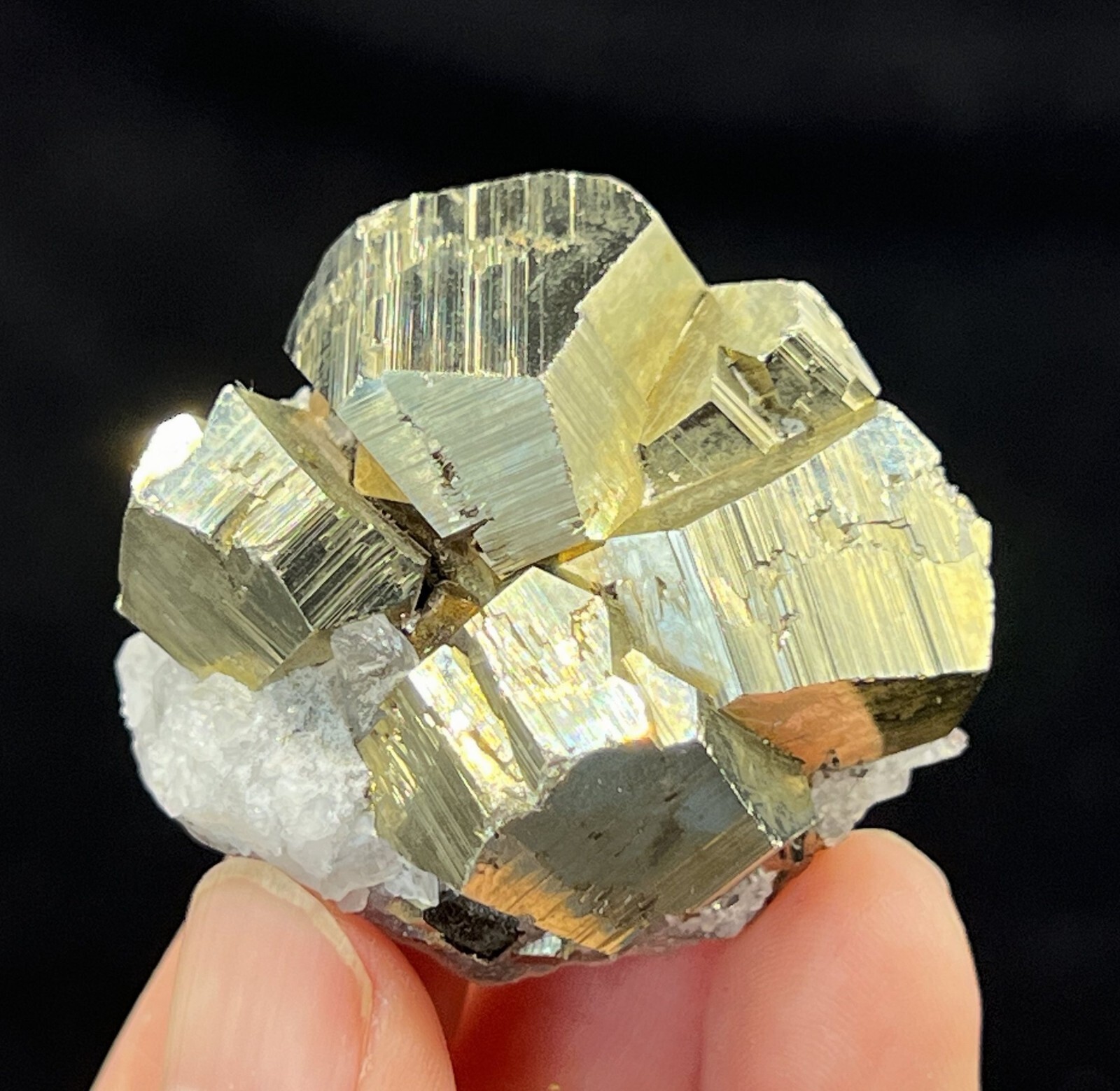 40mm 66g Bright Golden Pyrite with Quartz, Natural Mineral