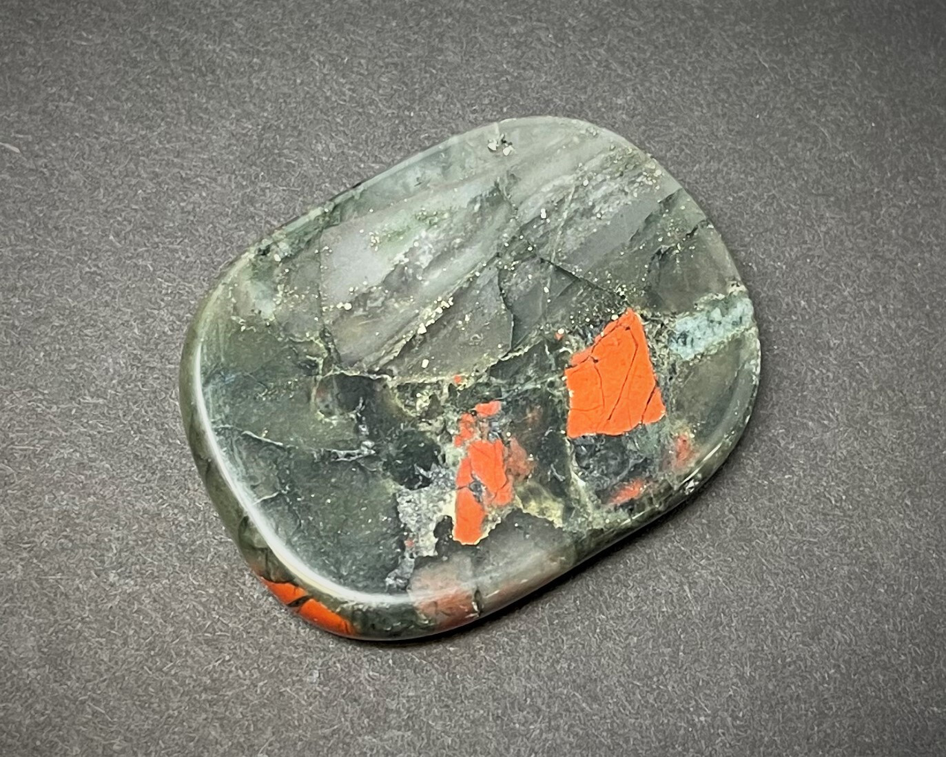 Bloodstone Pocket Palm Stone MEDIUM (Smooth Polished Bloodstone Worry Stone)