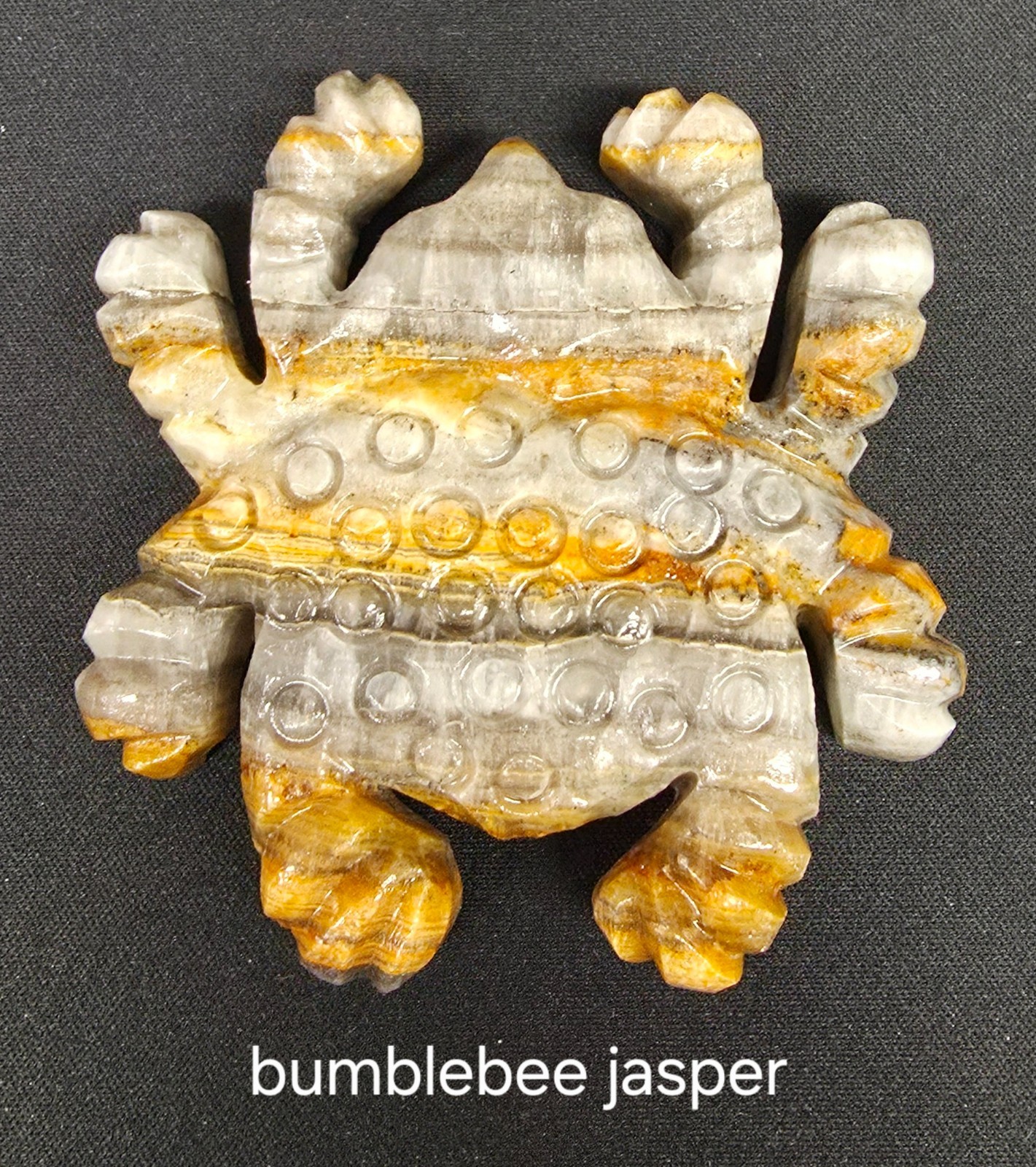 Hand Carved Spider Spyderco Style Crystal Mineral Display Calcite Onyx Garnet