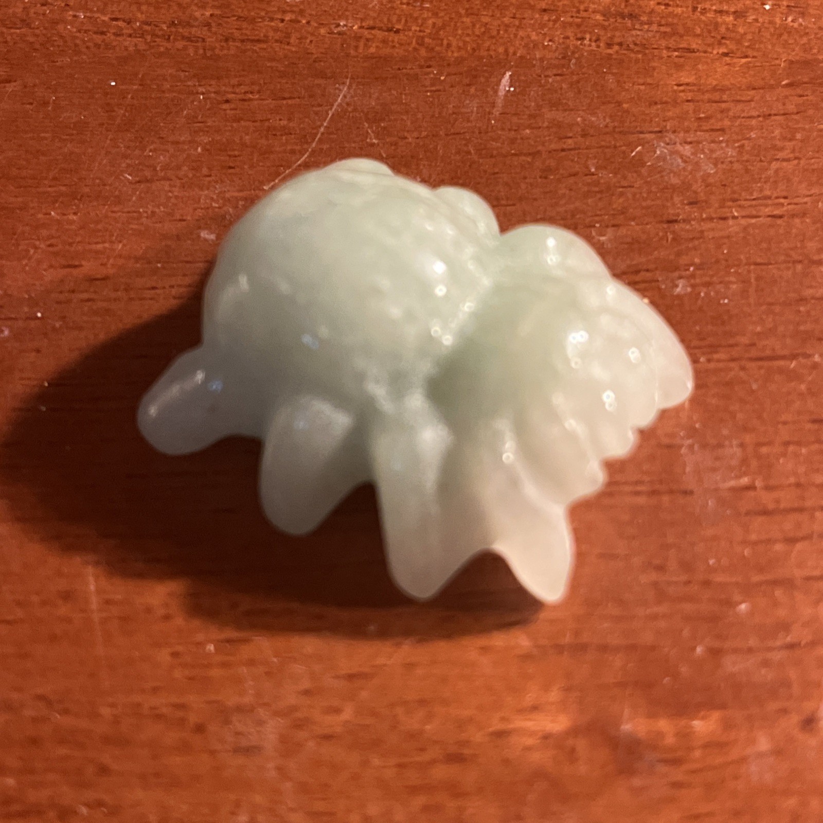 Pale Green Nephrite Jumping Spider Hand Polished Miniature Stone 1.5”