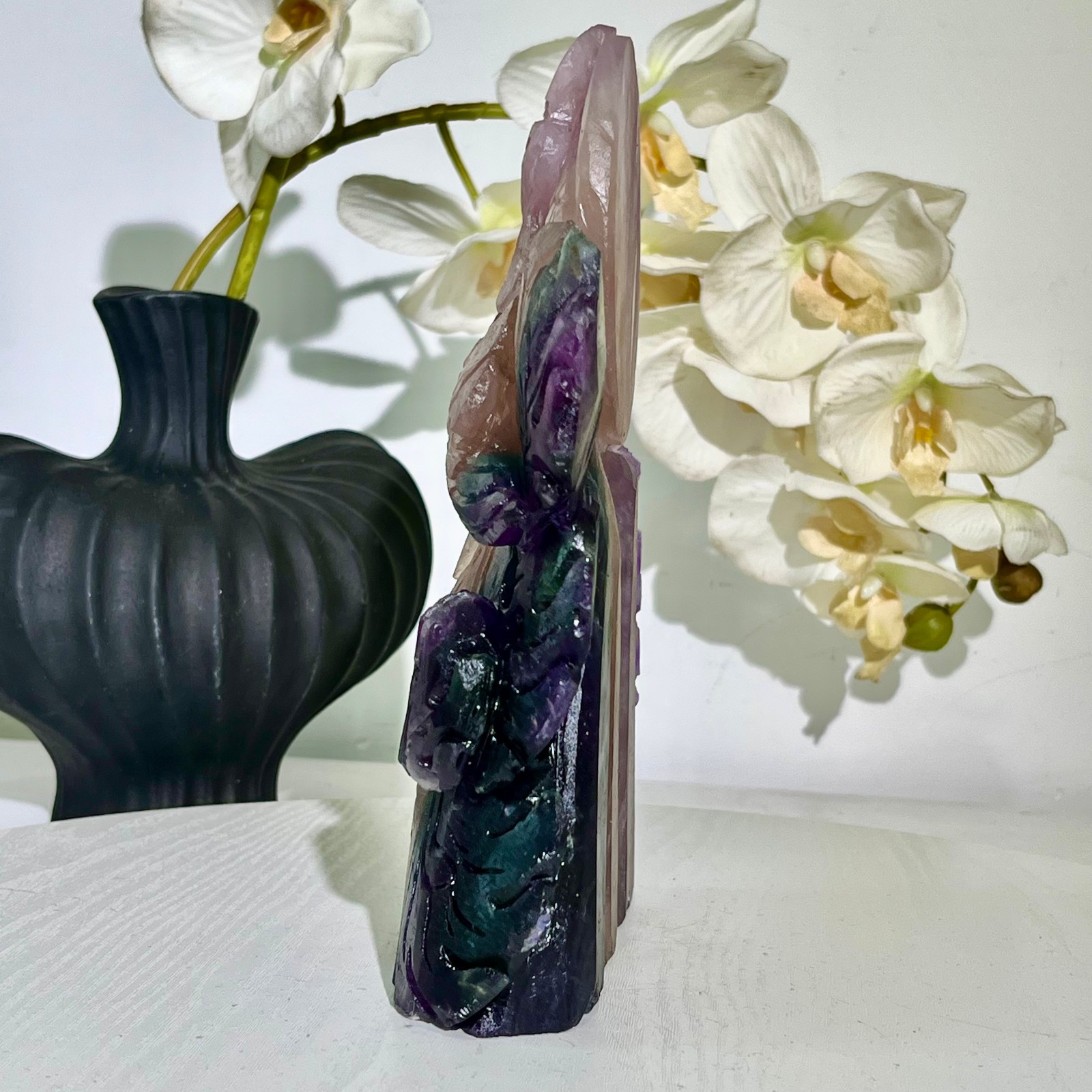 4.71LB Natural fluorite quartz products, hand carved and polished spiritual orn