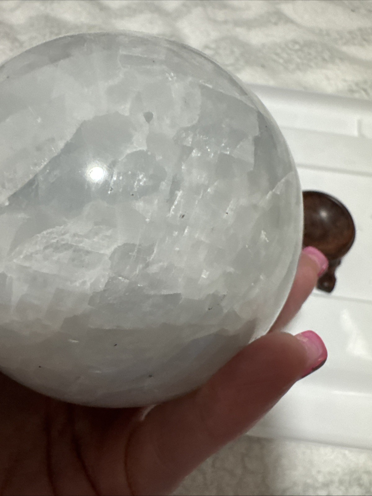 Blue Celestite Sphere. 11.5 In Round.