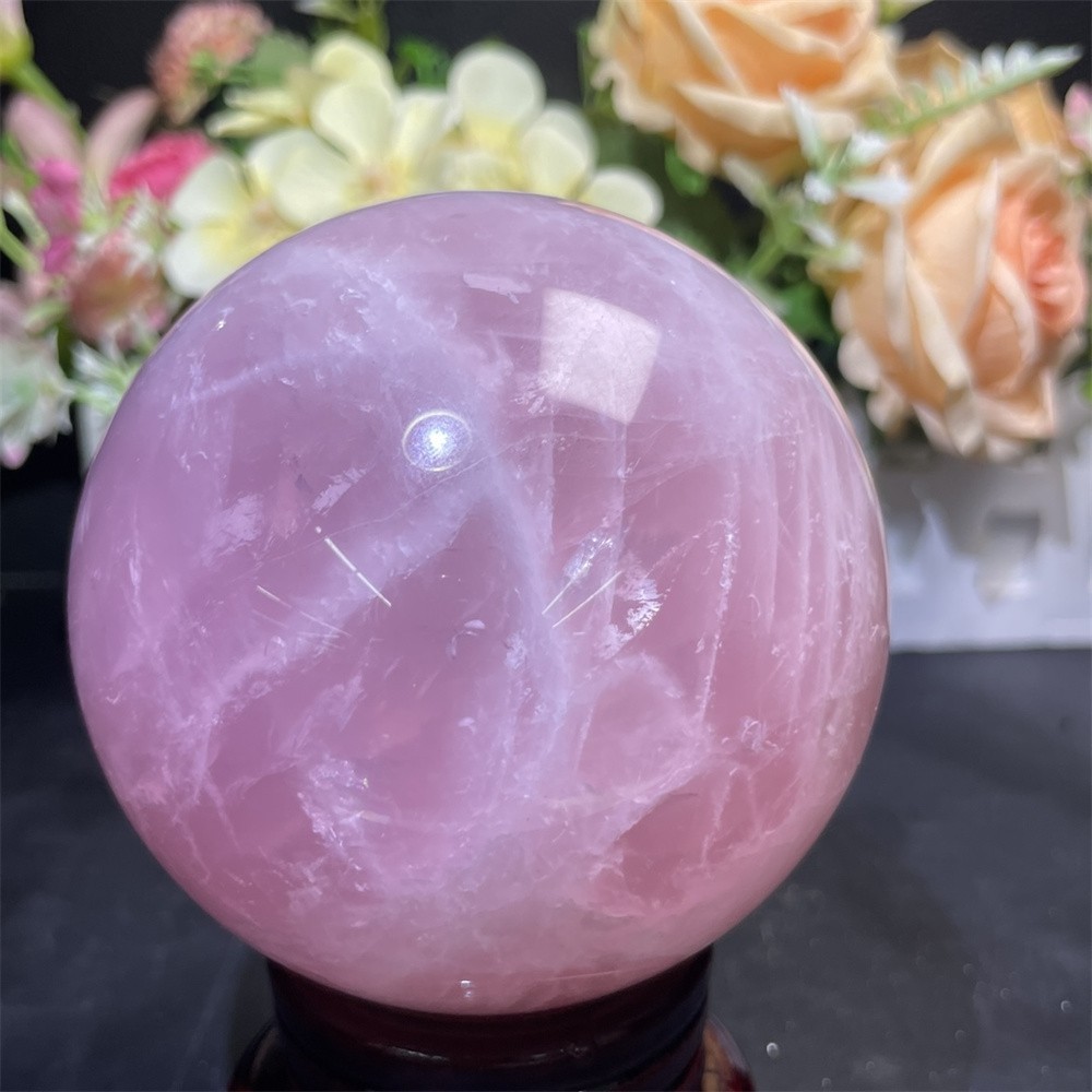 2.2LB 3.5″ Natural Rose Quartz Sphere Ball Decor Crystal Heal Reiki Rainbow