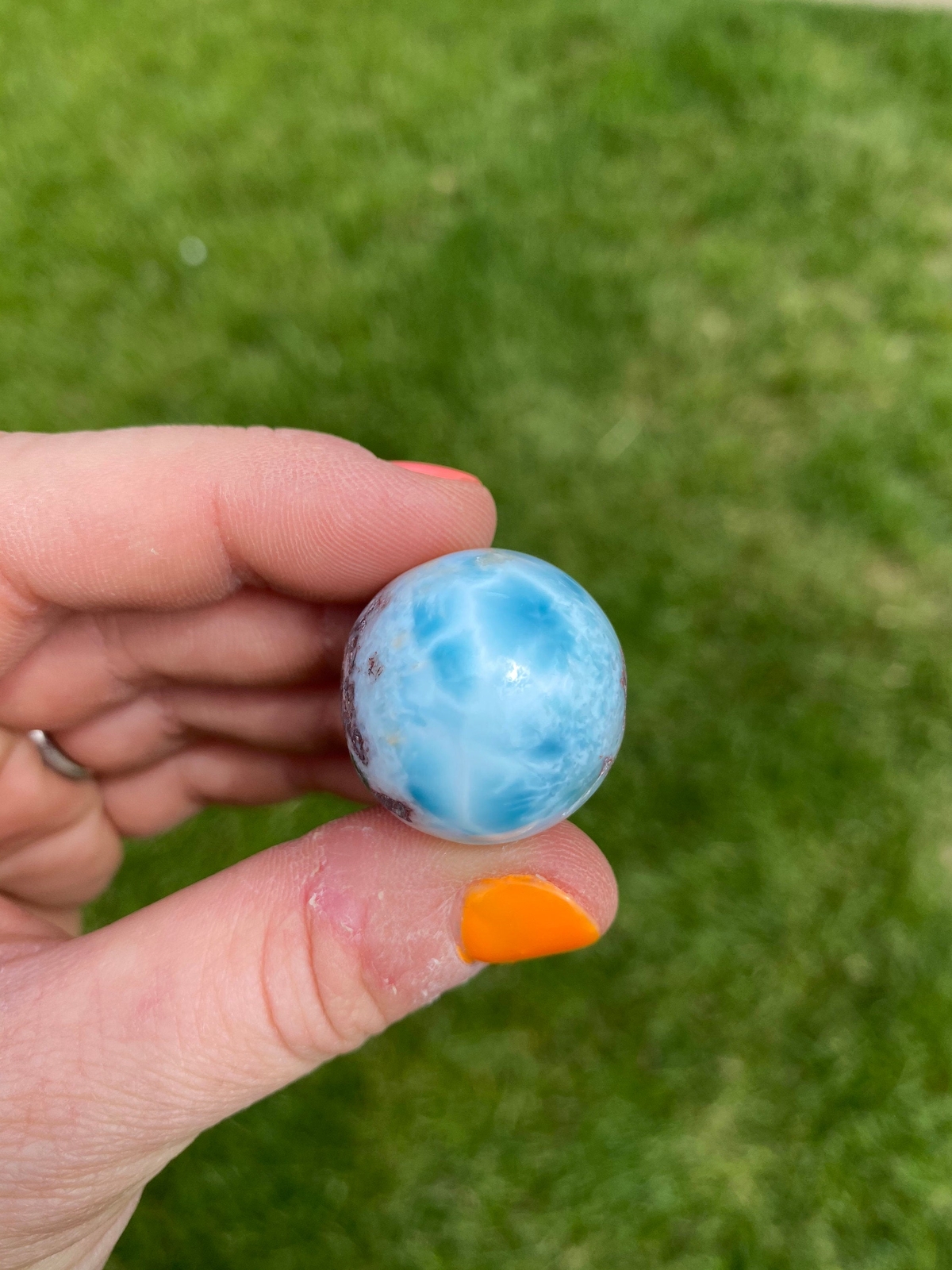 Larimar Sphere – Polished Stone, Natural Larimar from Dominican Republic