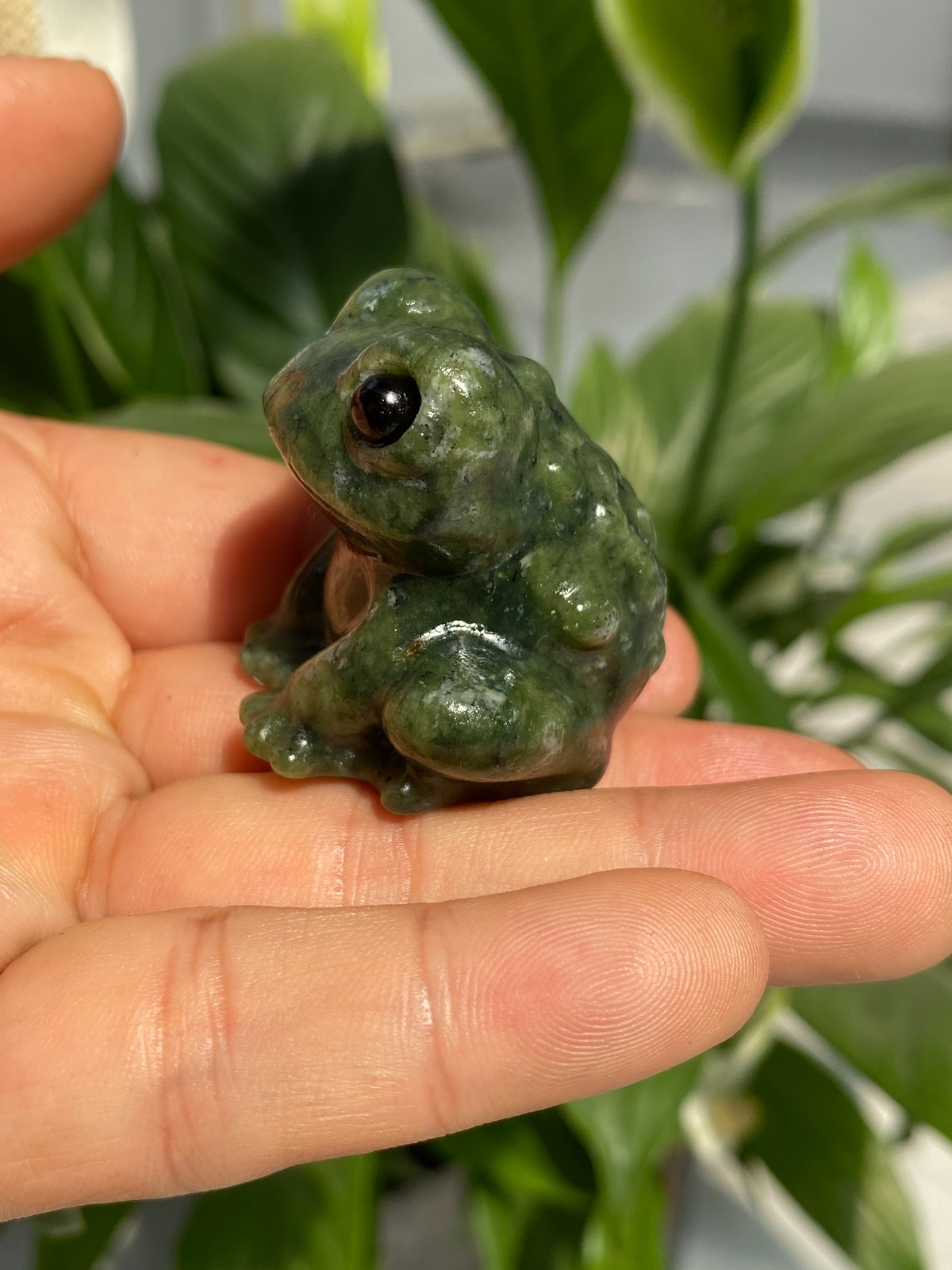 1pc Natural Green Jade Quartz Carved Crystal Frog skull reiki heal gift Decor