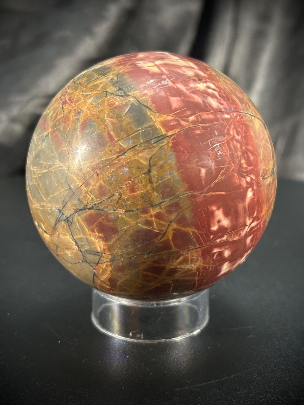 2.5″ Petrified Wood Sphere With Acrylic Stand 12.5oz (354 grams)