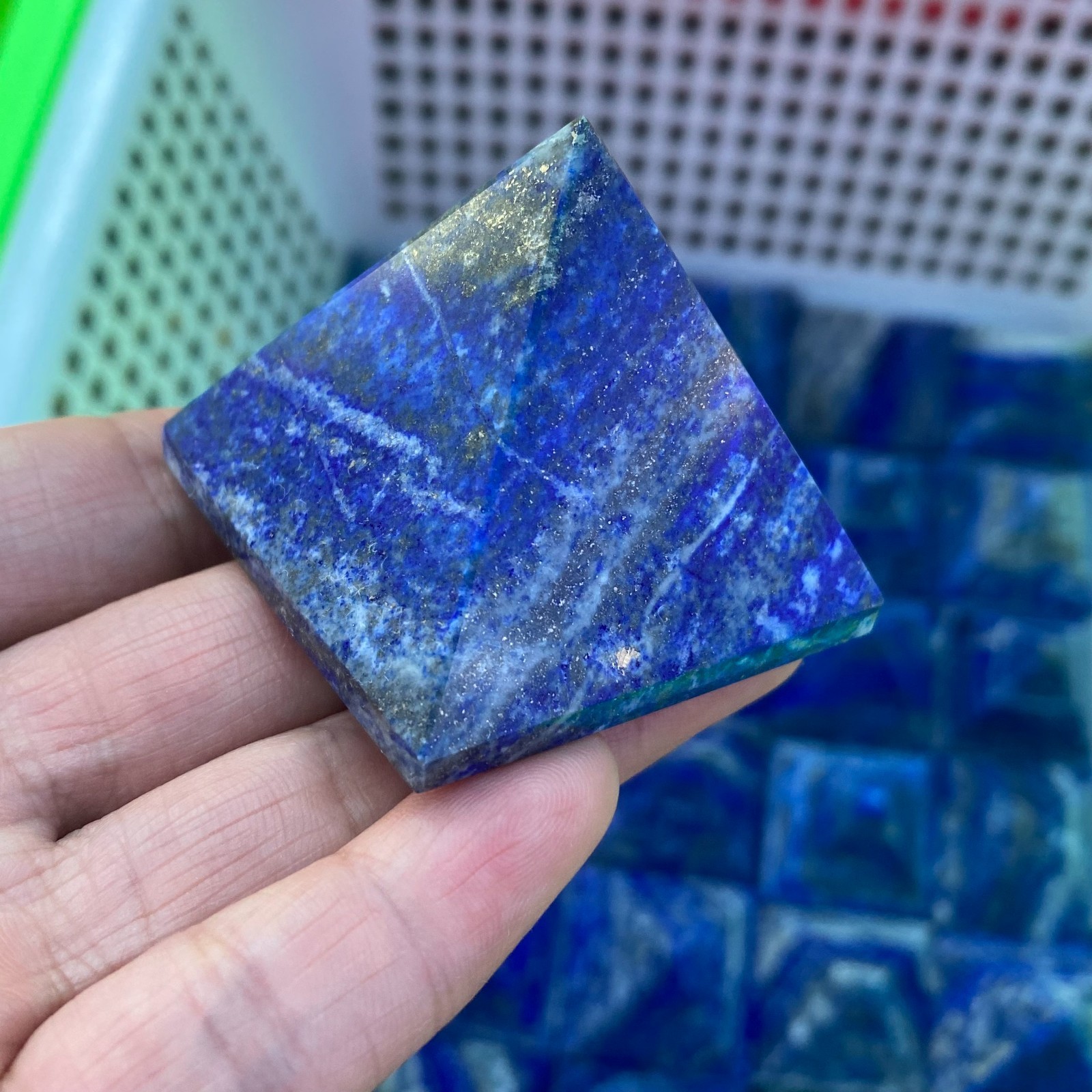 1PC Natural lapis lazuli Quartz Crystal Pyramid Energy Tower Spiritual Healing