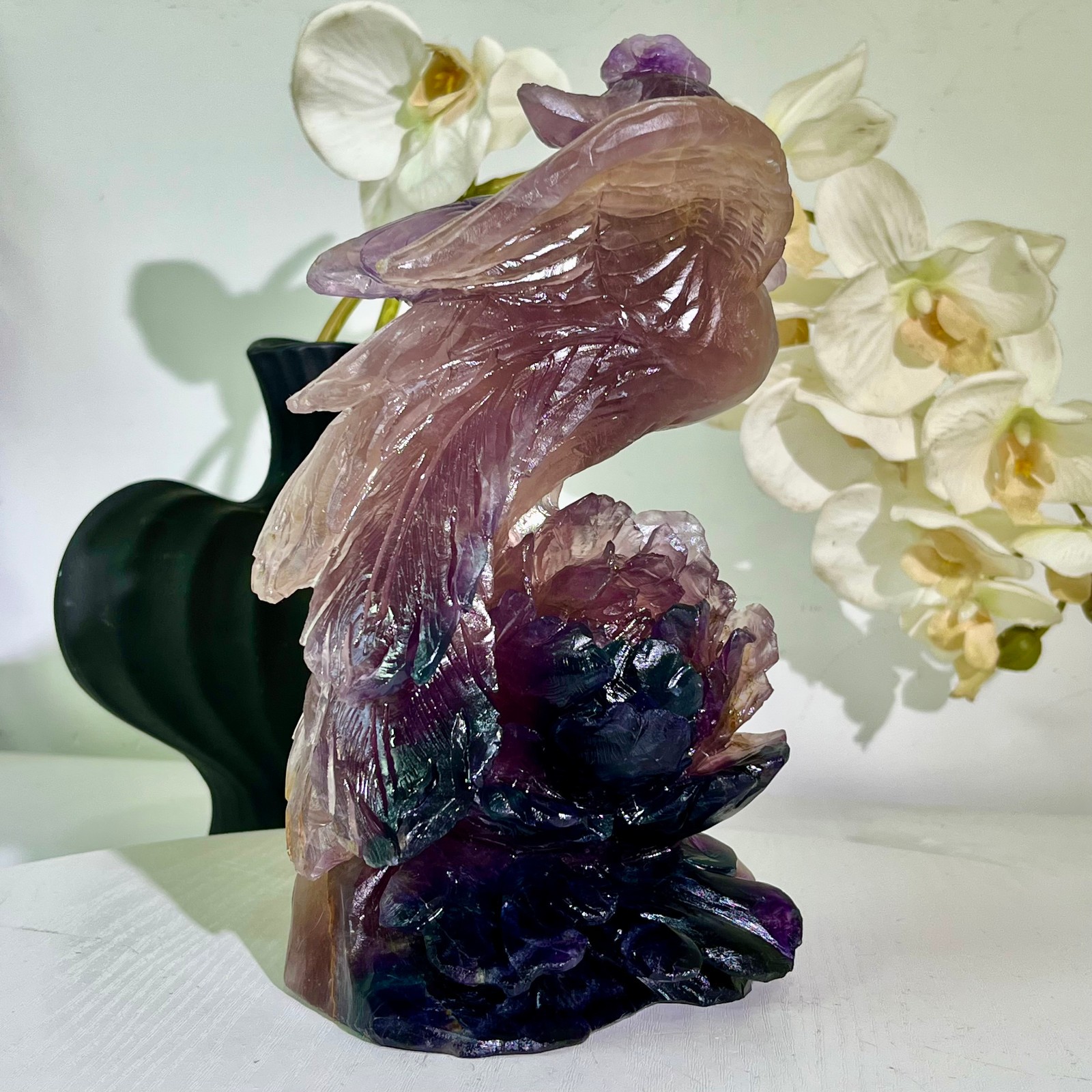 6.43LB Natural fluorite quartz products, hand carved and polished spiritual orn