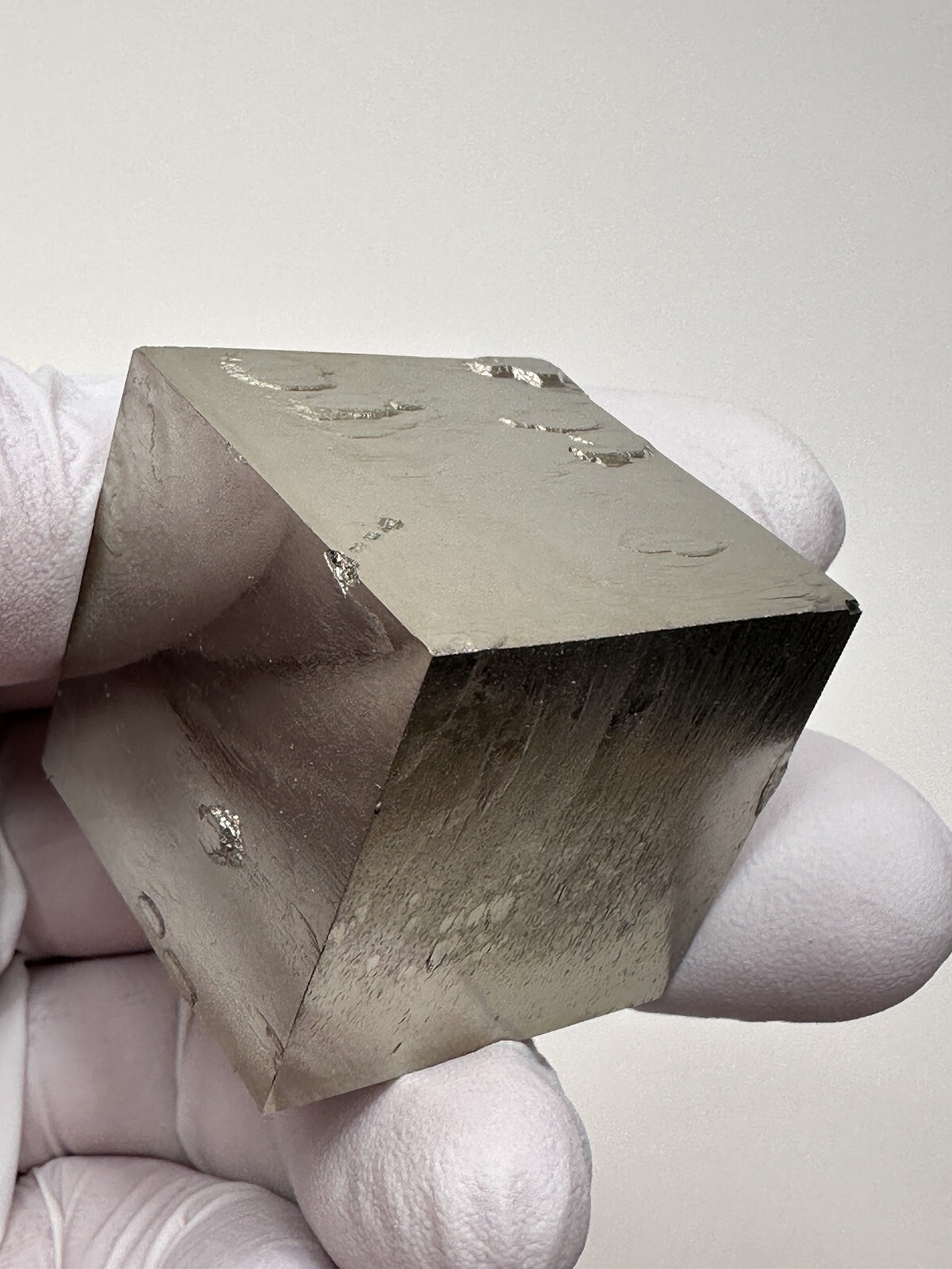 MIRROR SHINE__Beautiful Lusterous 1 1/4” Pyrite Cube__Navajun Mine, Spain