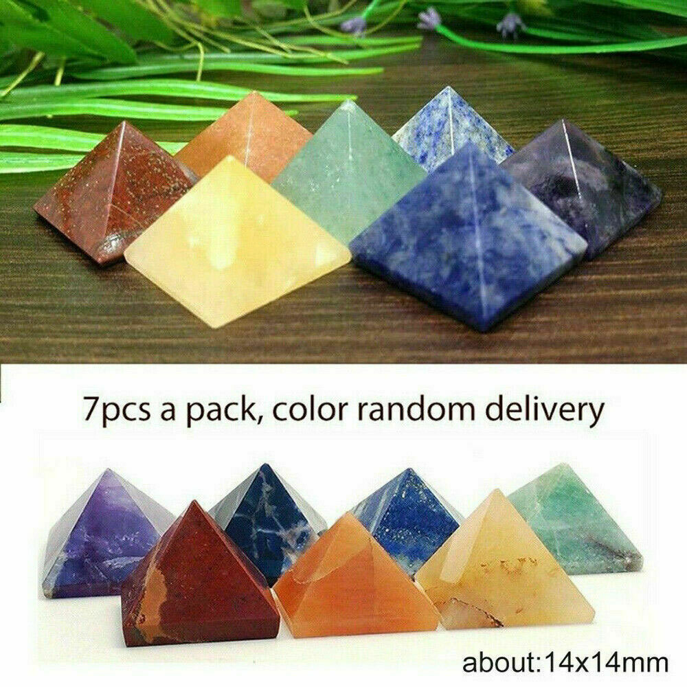 Lot 7Pc Pyramid Gemstone Natural Stone Crystal Quartz Healing Point Chakra Set