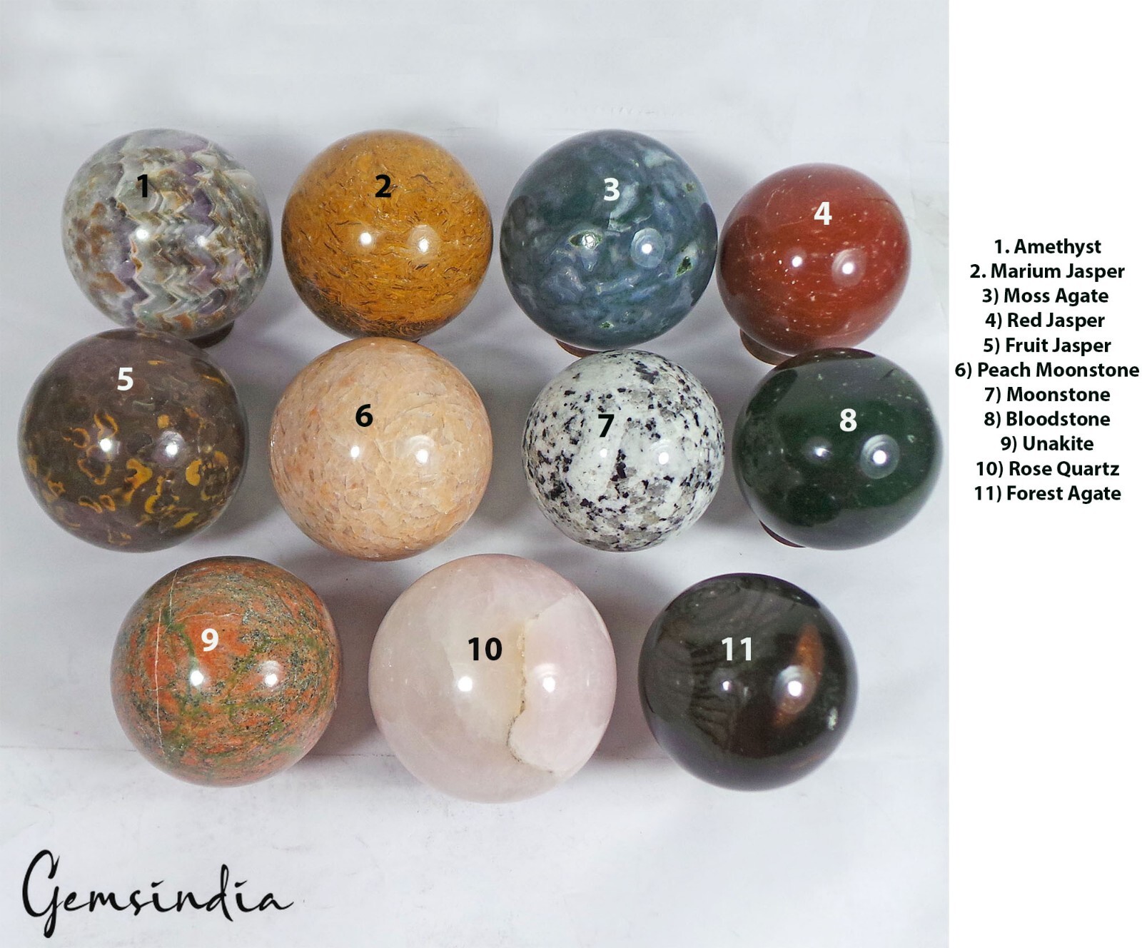 4.2 kilo 11 Pcs Set Of Multigems Crystal Sphere Ball Polished Healing w/ Stand