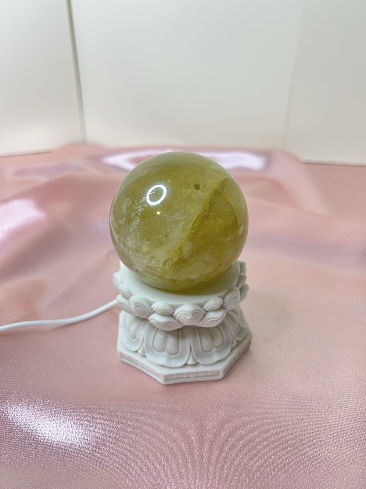 Citrine Crystal Sphere With Stand Light