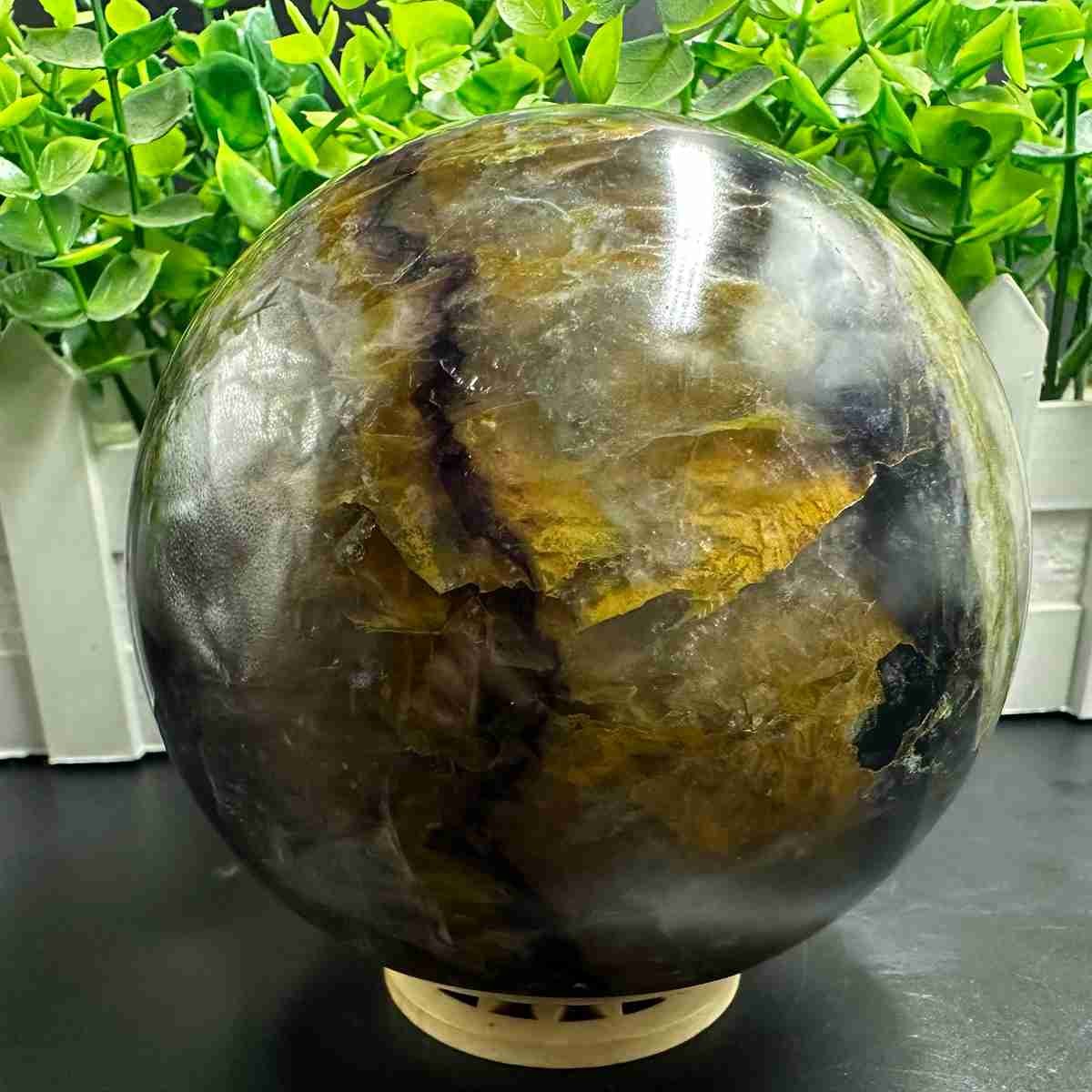 1835g Natural Fluorite Quartz Sphere Crystal Energy Ball Reiki Healing Gem