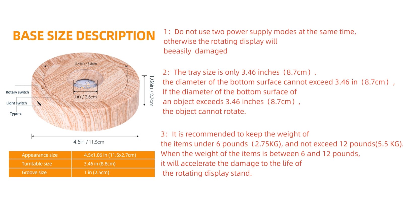 Rotating Display Base Colorful Light Crystal Display Base Stand,Suitable for …