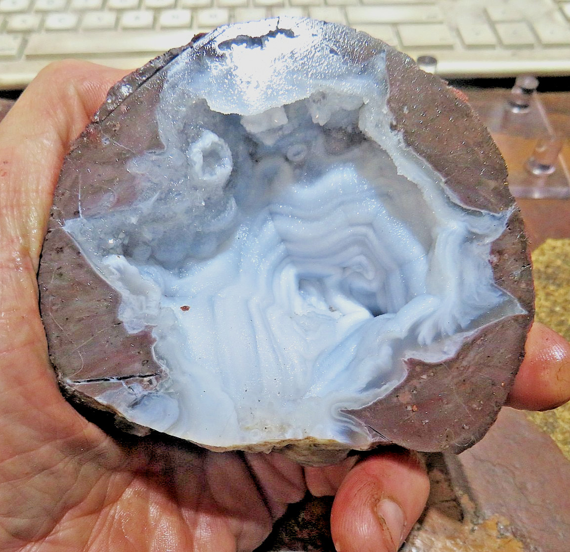 MEXICAN 3.75-4 INCH DRUZY MIST CRYSTAL GEODES ROUGH UNOPENED HOLLOW JAL