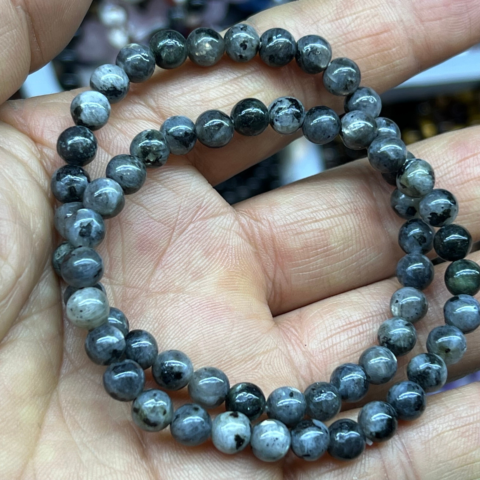 Wholesale Lot 6 Pcs Natural ShimmerStone 6 mm 7.5″ Crystal Stretch Bracelet