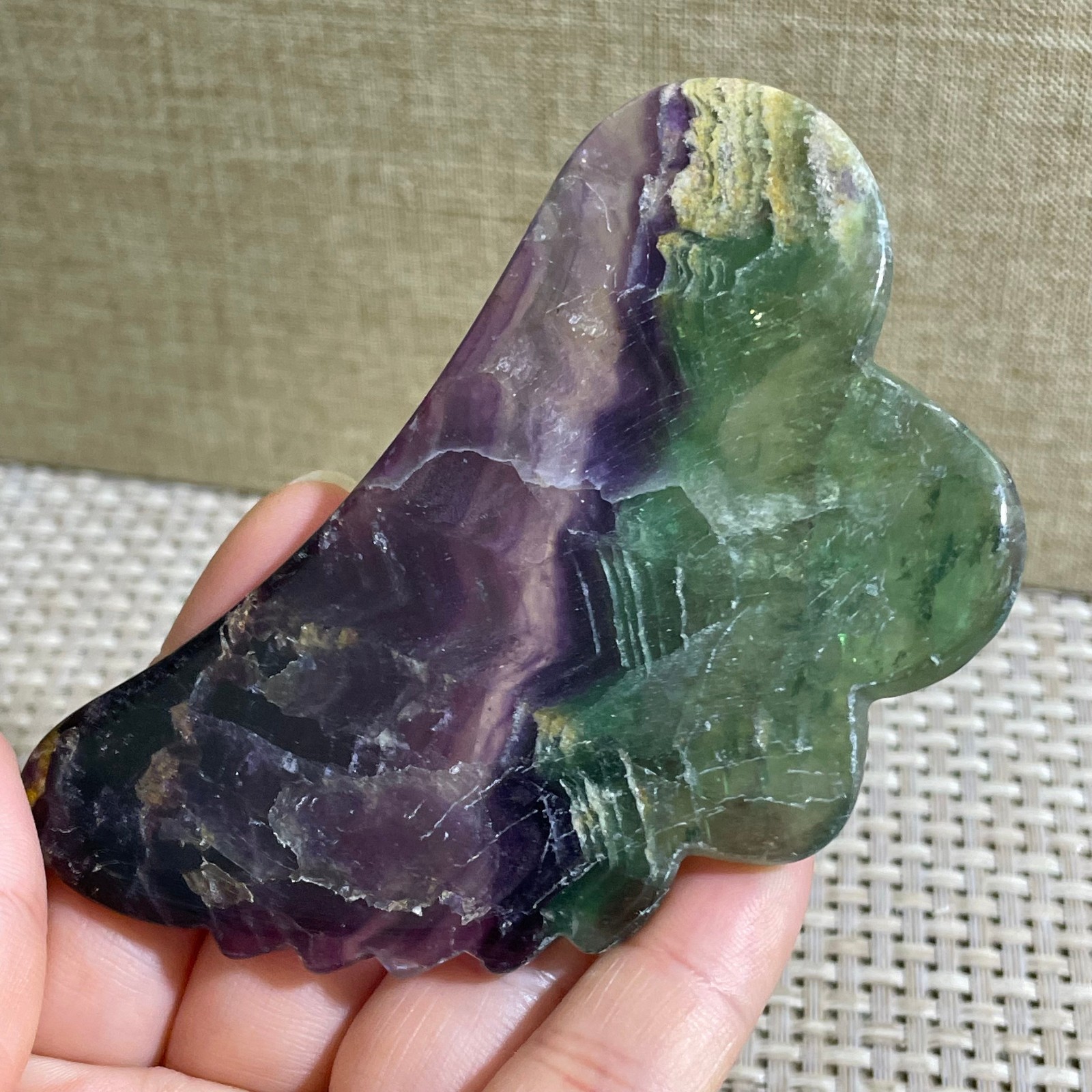 74g Natural beautiful Rainbow Fluorite Crystal Rough slices stone specimens