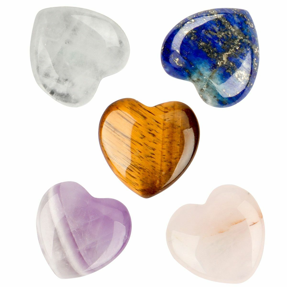 5/10PCS Natural Crystal Quartz Carved Heart Shaped Healing Love Gemstone 20mm