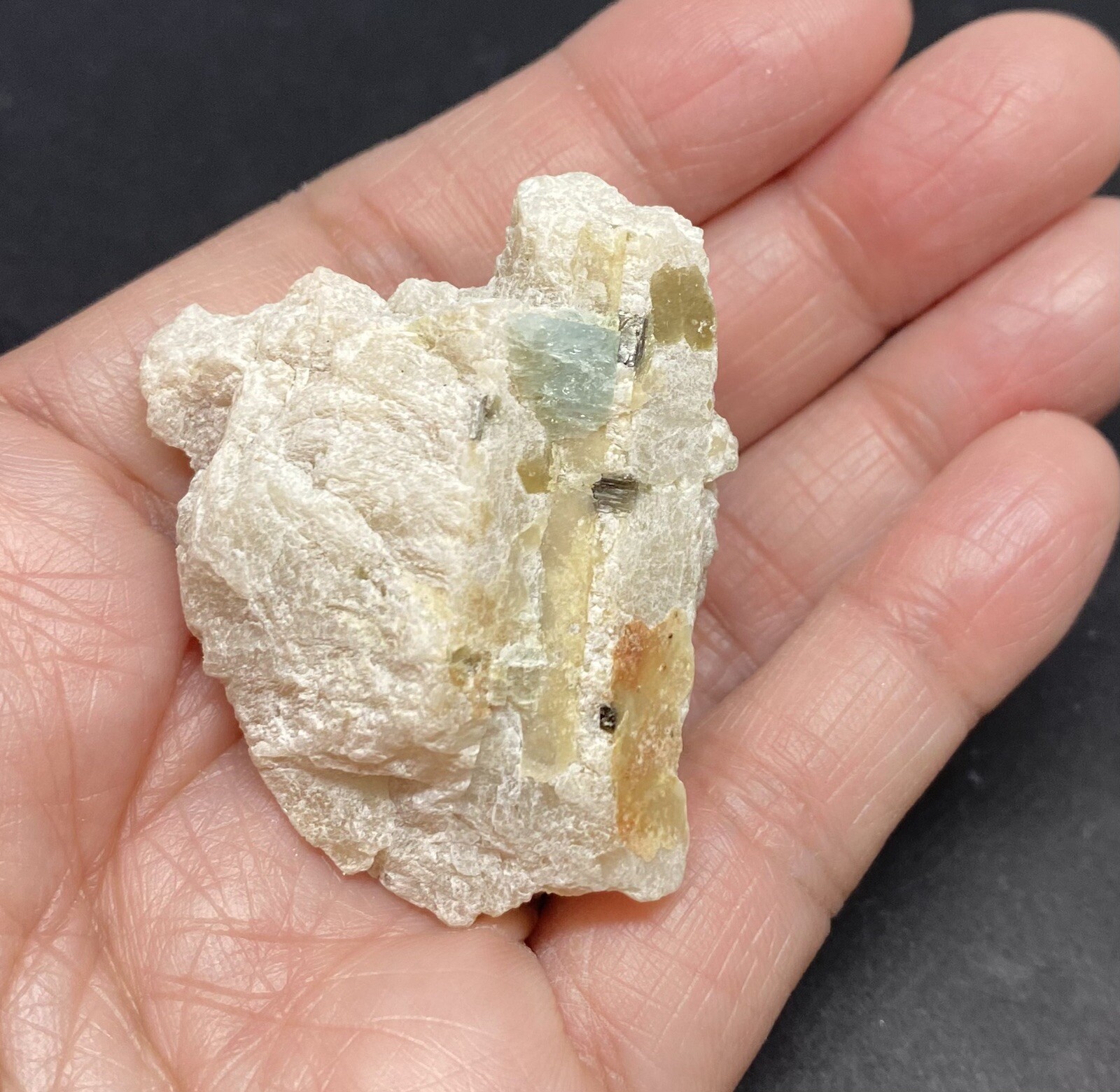 Aquamarine & Feldspar Genuine Rough Stone from Brazil 41g 1 1/2in