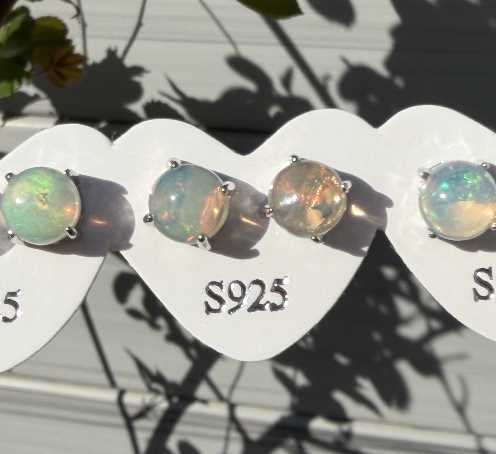 Wholesale Lot 5 Pairs Natural Opal Sterling Silver 925 Studs 6mm Round