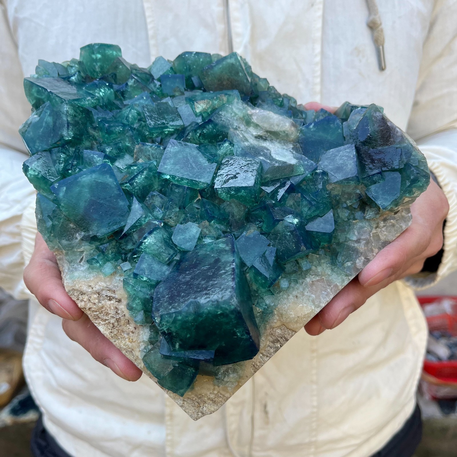 8.2lb Natural cubic green fluorite crystal clusters rough specimen Madagascar