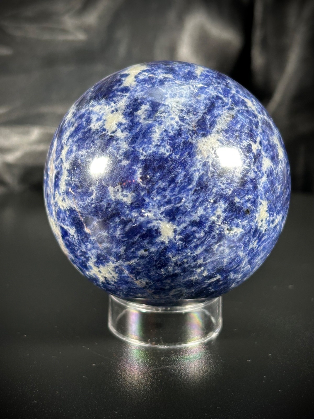2.6″ Sodalite Sphere With Acrylic Stand 13.4oz (380 grams)