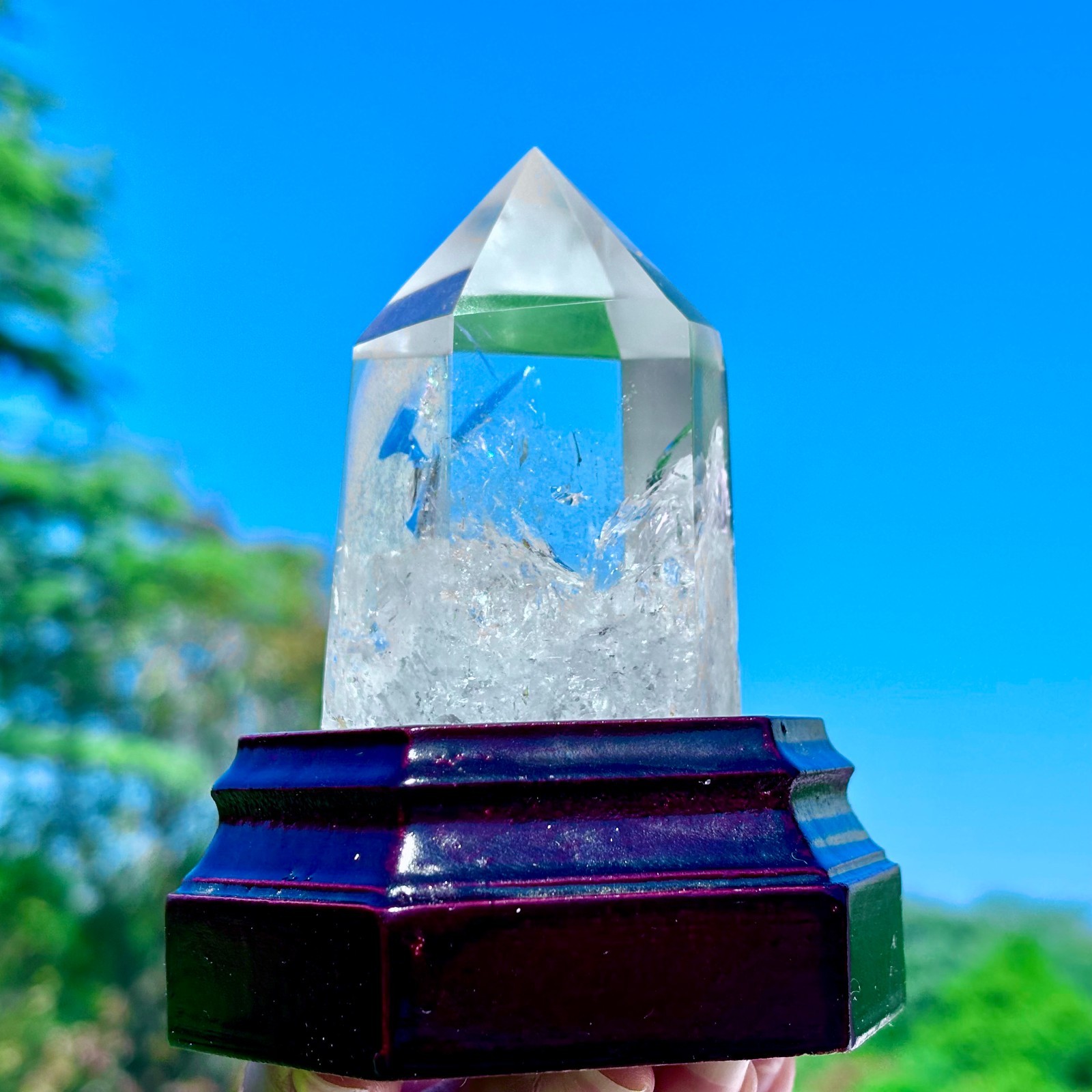 274G Natural Clear White Crystal Obelisk Transparent Quartz Energy Column Reik
