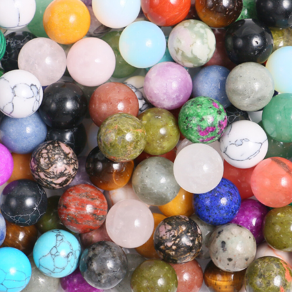 15mm Wholesale Natural Mixed Sphere Quartz Crystal Carved Gem Ball Reiki Healing