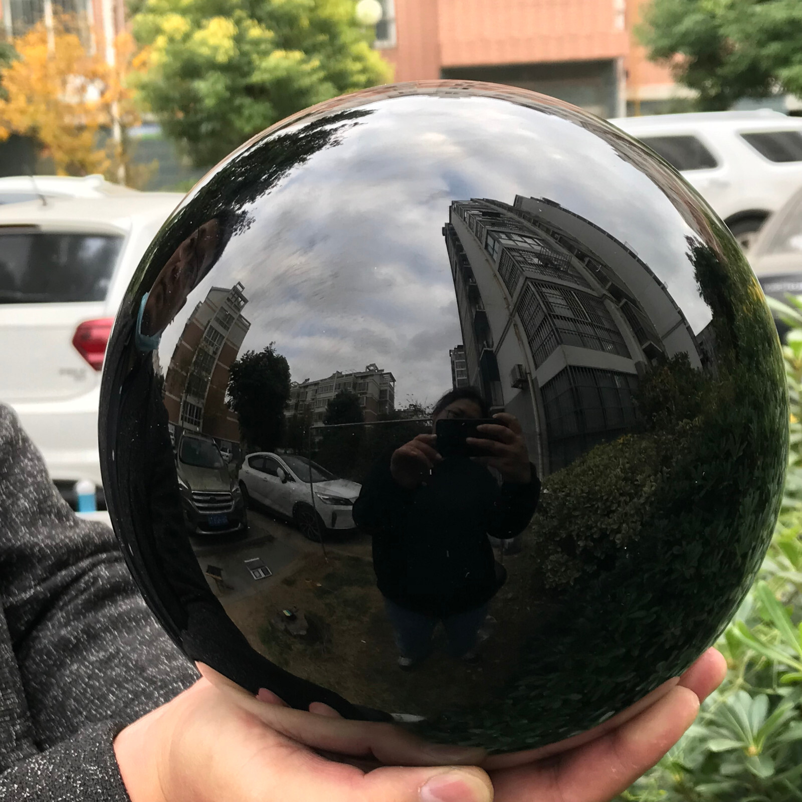 22LB TOP Natural obsidian Quartz Sphere Crystal Ball Healing+stand