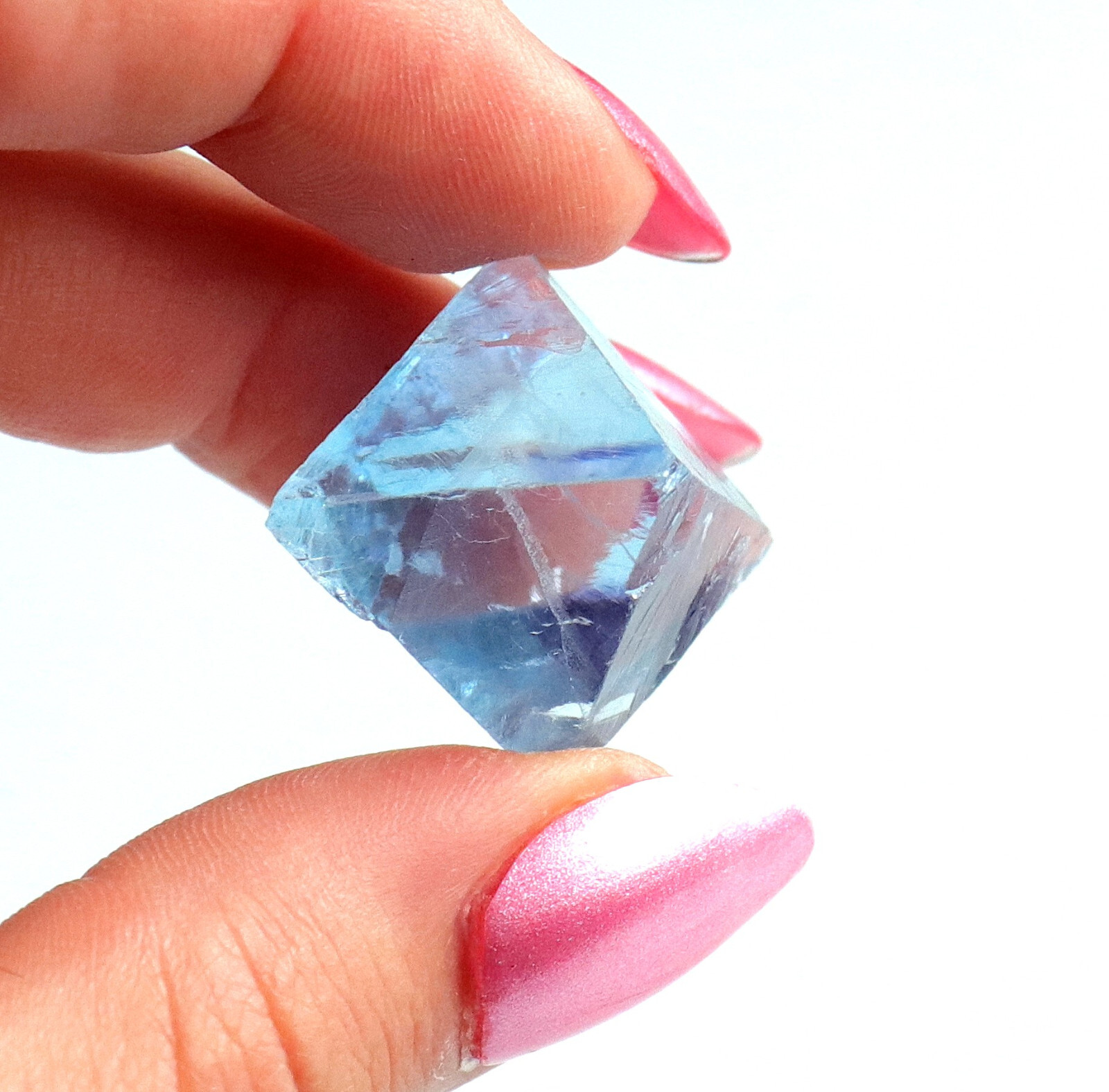 Fluorite Octahedron Gemmy Sky Blue Color Cave In Rock, Illinois 2.9 Cms