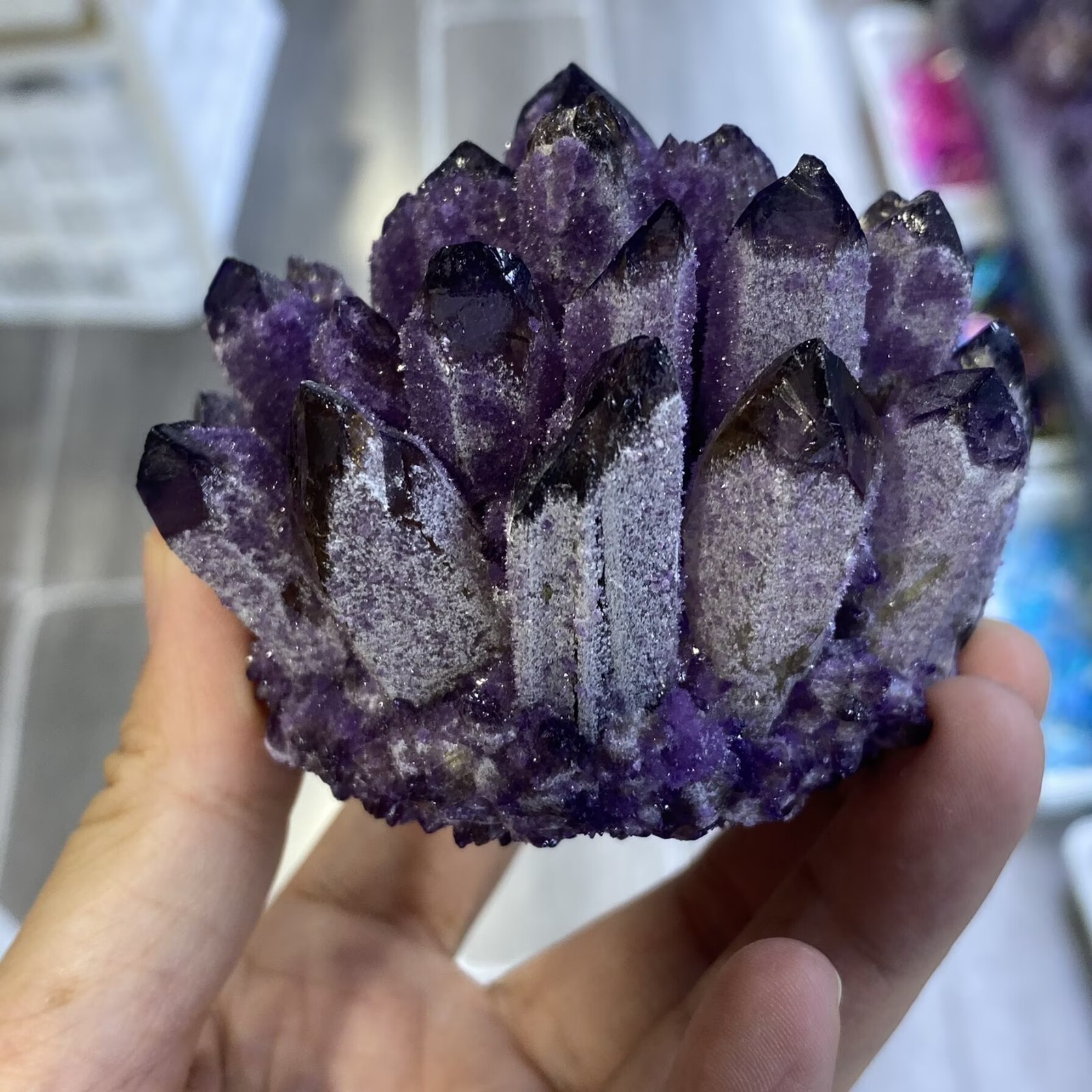 340g New purple Phantom Quartz Crystal Cluster Mineral Specimen Reiki Random