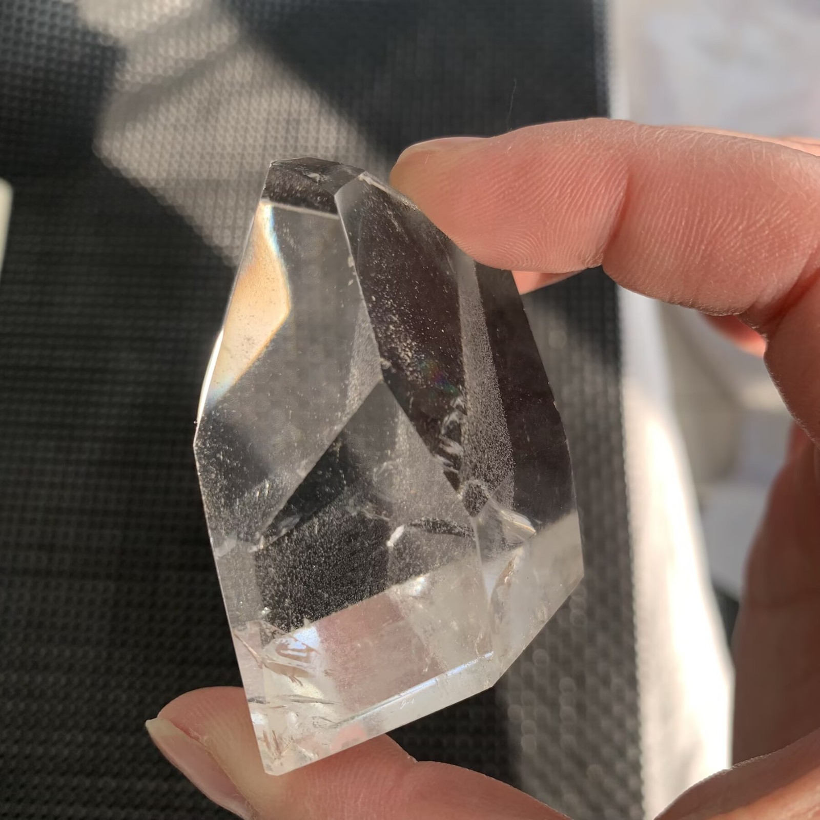 99g Faceted Clear Quartz Freeform Geometric Crystal Hand-Cut Spiritual Decor