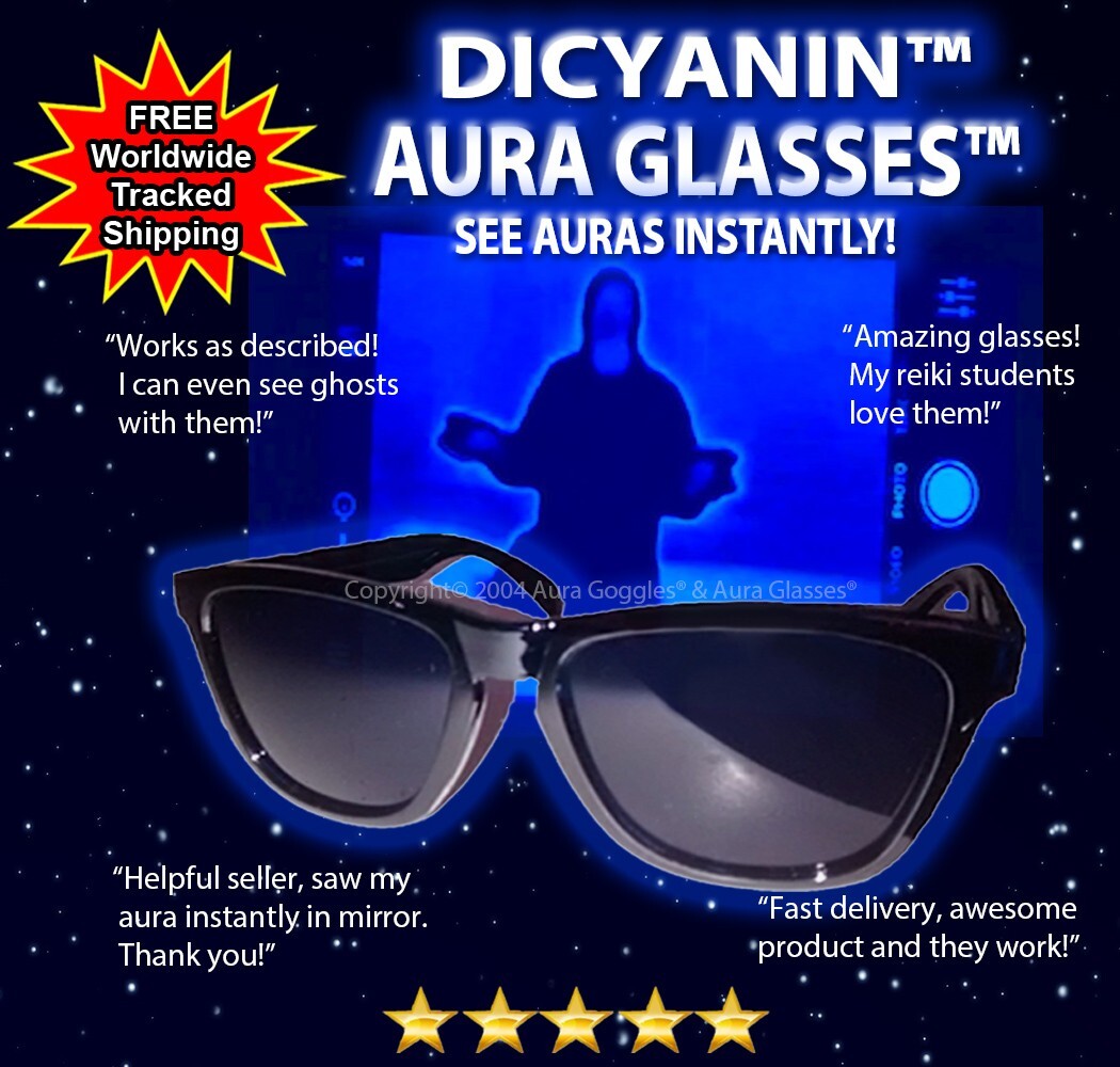 OFFICIAL DICYANIN AURA GLASSES wicca paranormal weird evp chakras ghosts goggles
