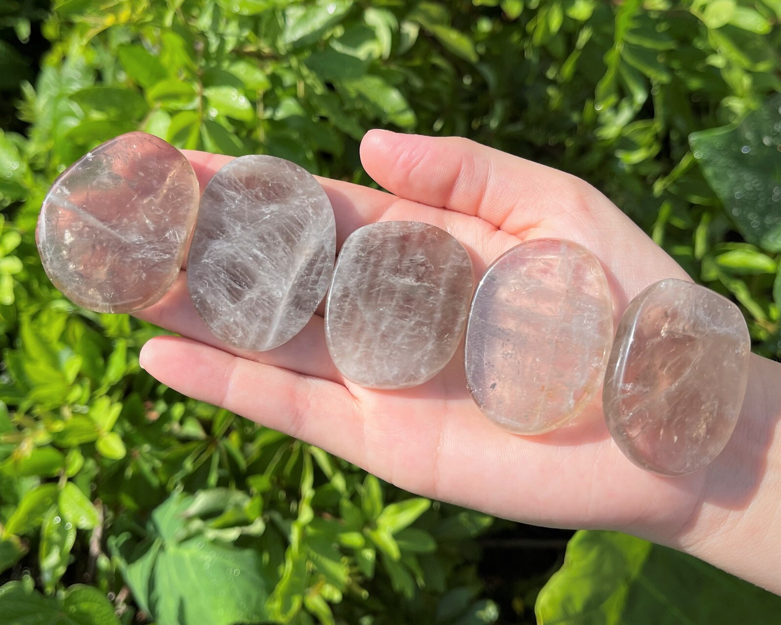 Smoky Quartz Pocket Palm Stone MEDIUM (Smooth Polished Quartz Worry Stone)