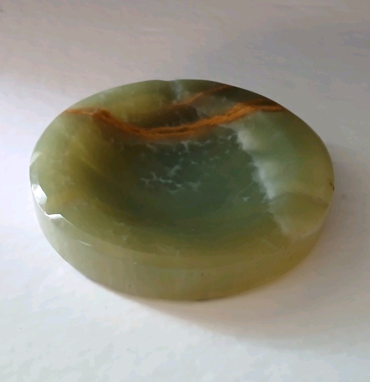 Natural Afghan Jade quartz crystal ashtray Mineral specimen Healing 4¾”x3/4″