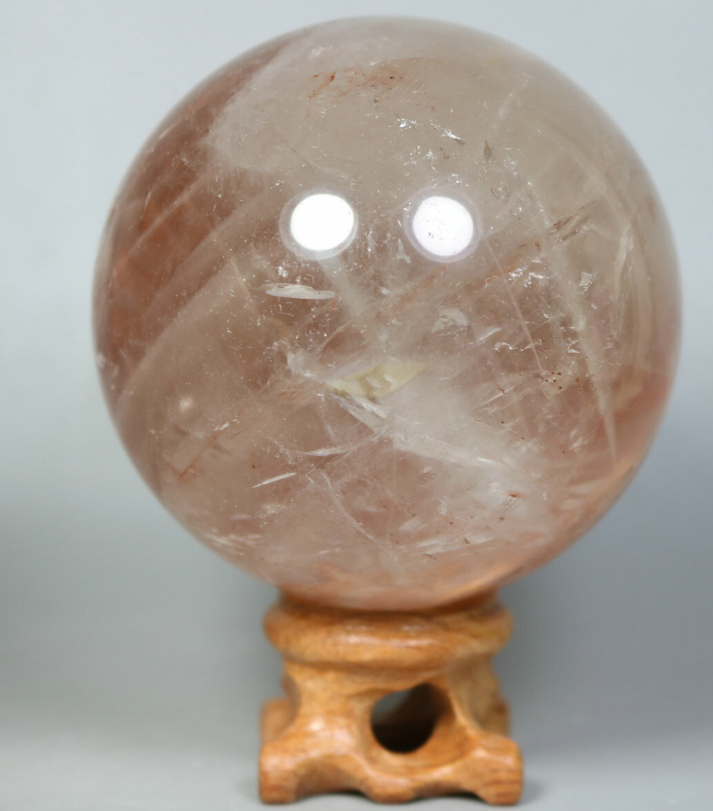 Natural RED FIRE QUARTZ Hematoid Crystal PHANTOM MULTI INCLUSIONS Sphere / Stand