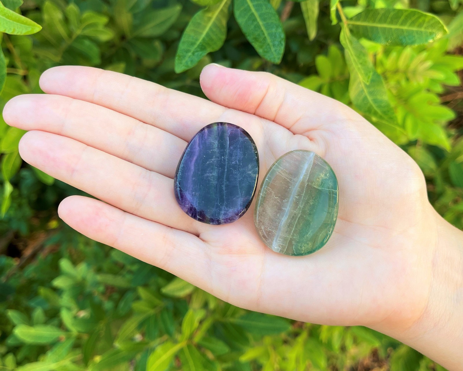 Fluorite Worry Stone (Fluorite Palm Stone, Smooth Polished Fluorite Crystal)