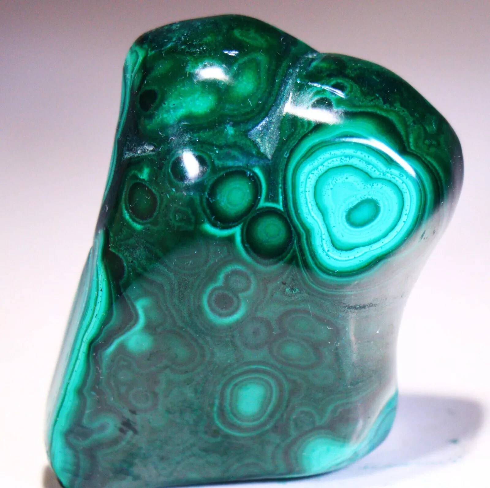 2.75″ 4.8 oz Top Quality Polished Bull’s Eye Malachite, Congo!