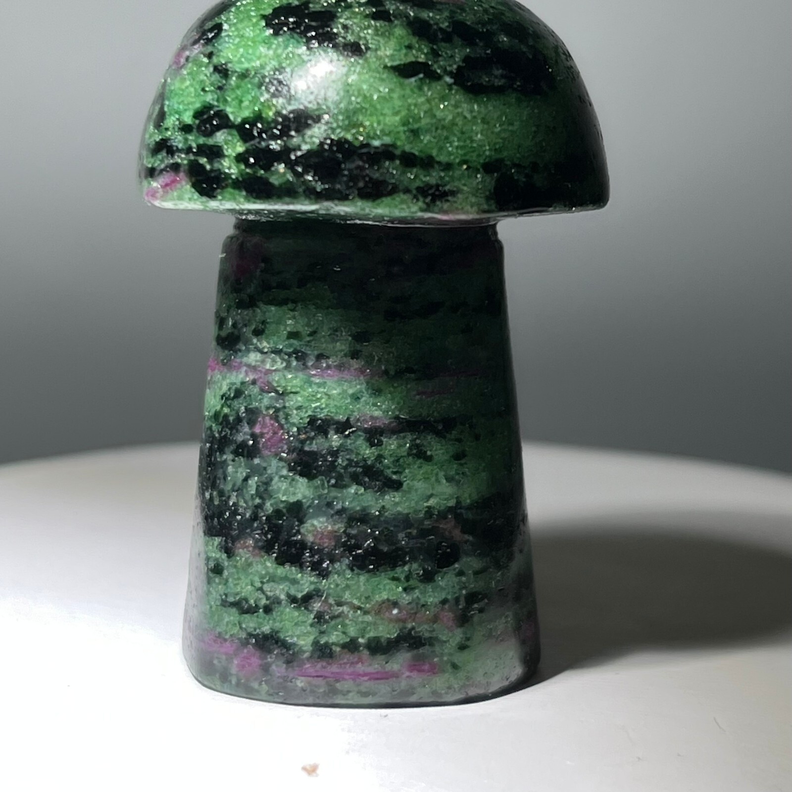 Natural quartz red green treasure, carved and polished, mushroom, reiki ener