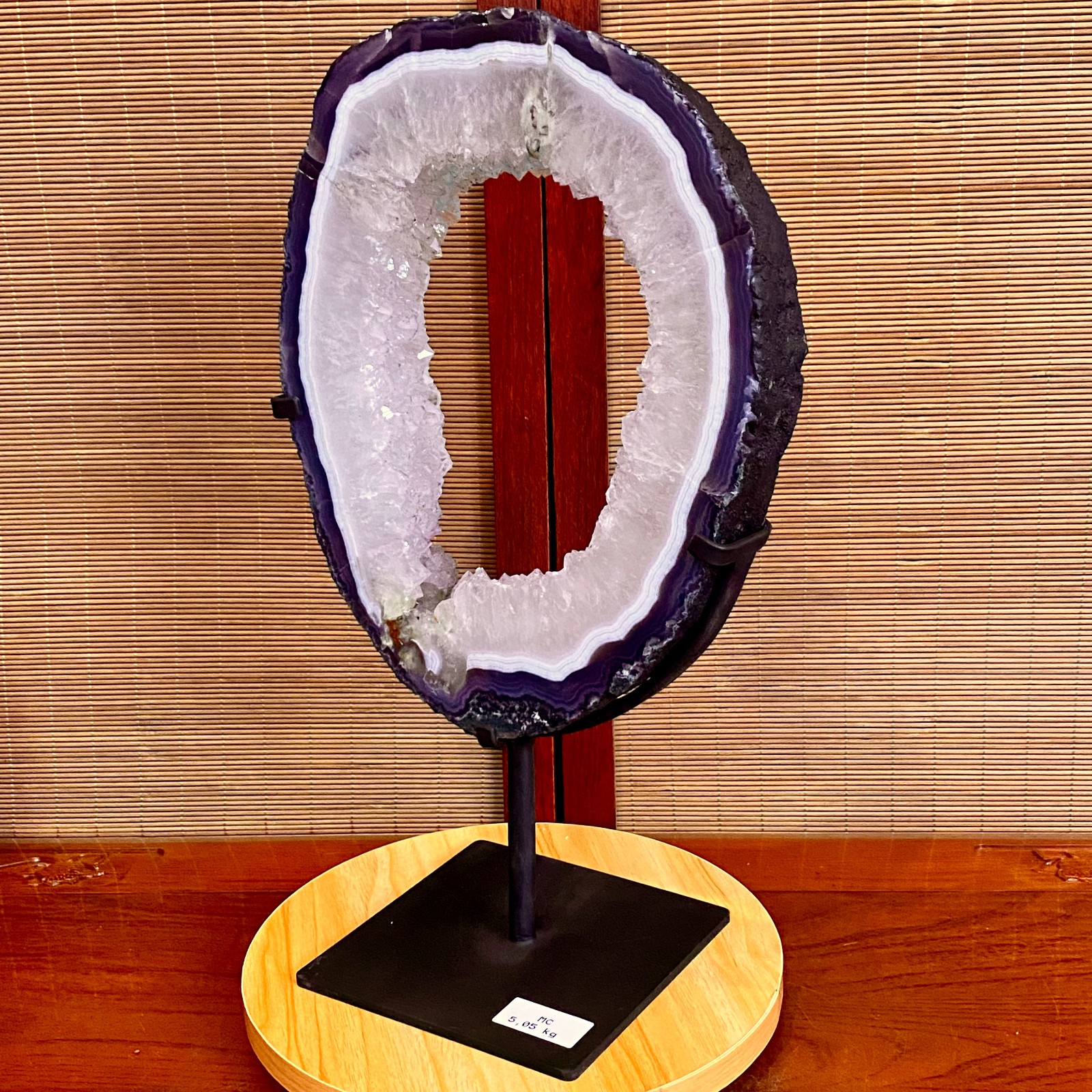 11.13LB Natural Amethyst Cave Crystal Slice Crescent shaped Hand Cut Repai