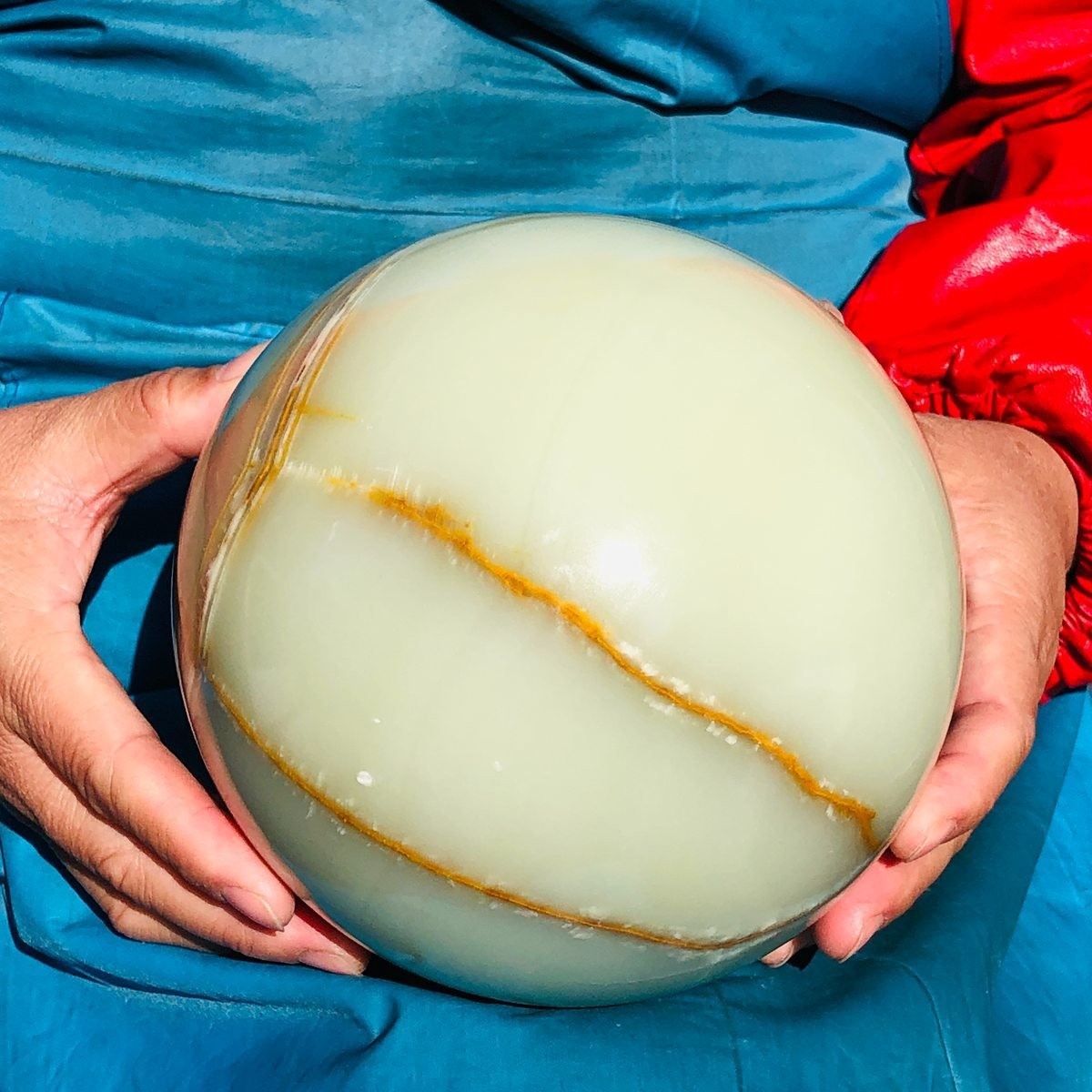 11.35LB Natural Afghan Jade Chakra Quartz Sphere healing ball Specimen 3297
