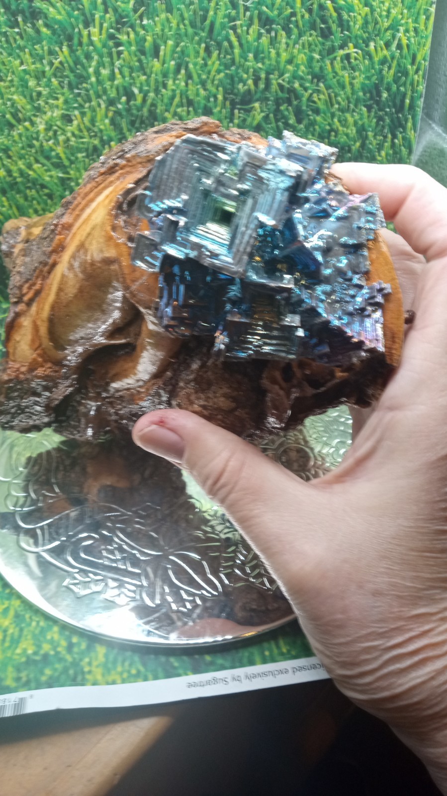 Bismuth Crystal Mineral Stunning ~ Handmade ~ Chrome Stand ~