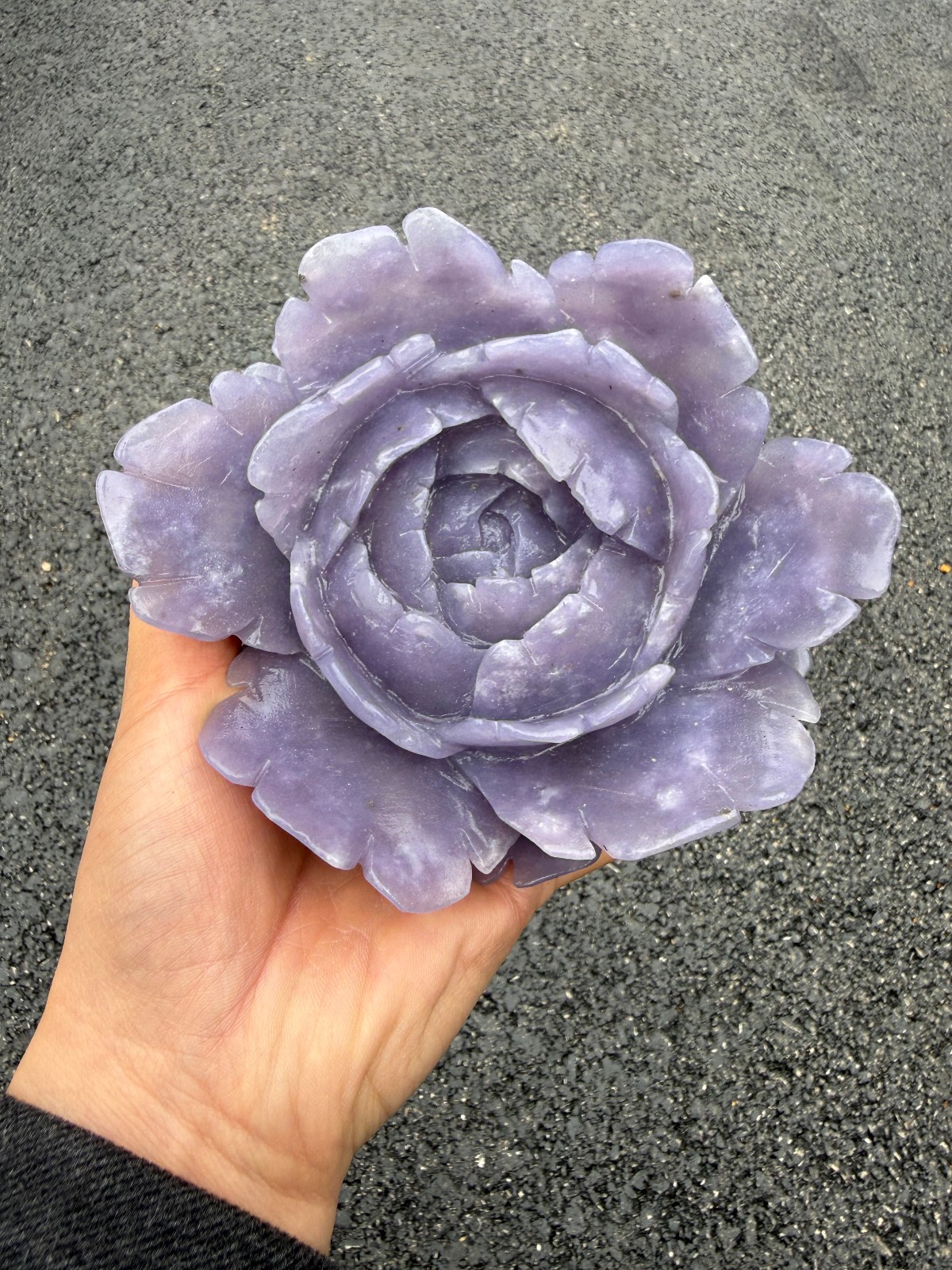 1LB Natural Purple Cloud Mother Quartz Carved Flower Crystal Reiki Healing 1pc
