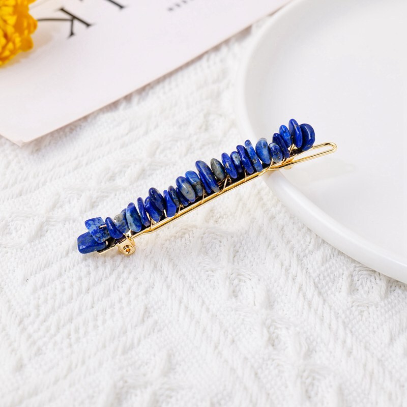 Natural Quartz Braided Hair Clip Crystal Crushed Stone Bobby Pins Headwear Decor