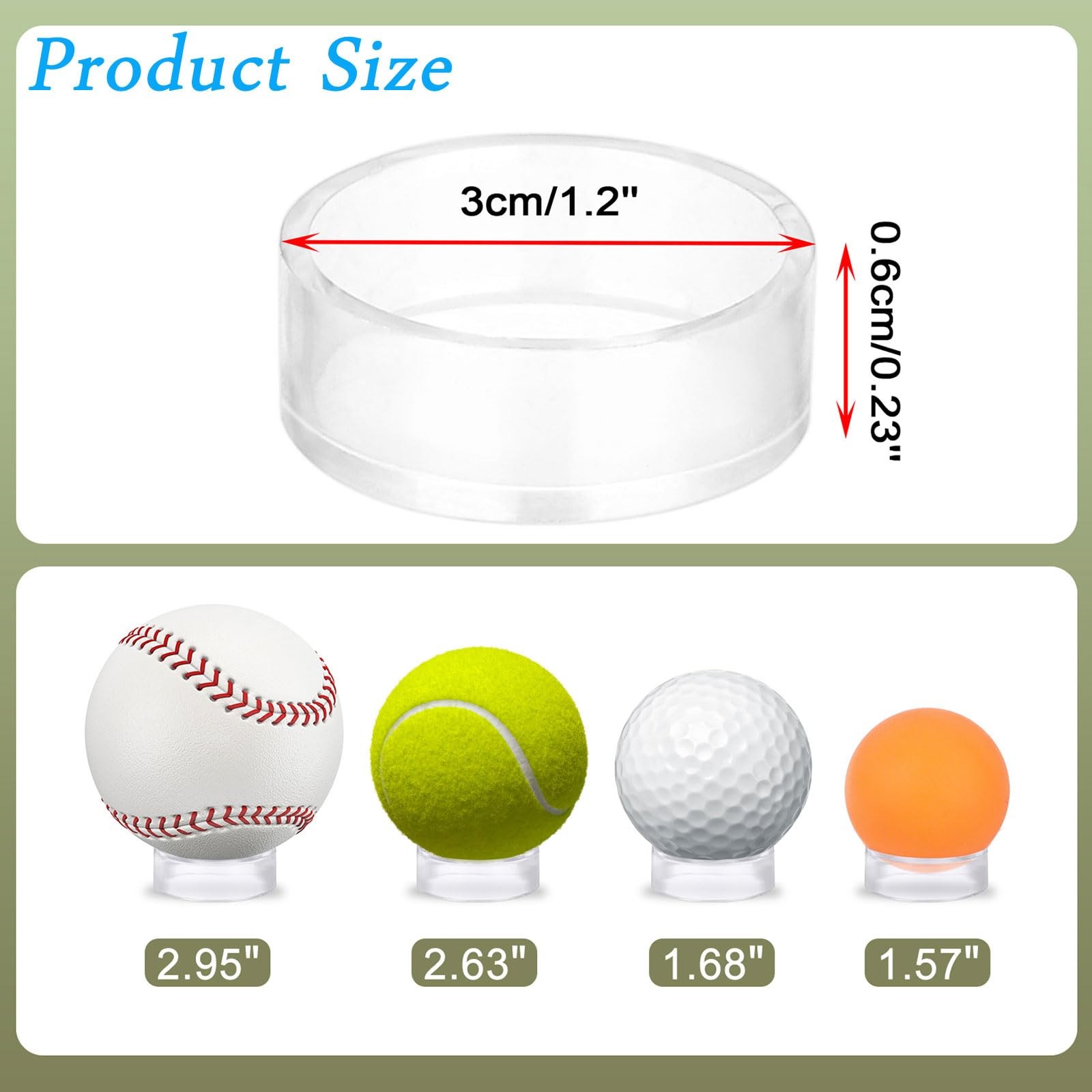 9Pcs Display Stands Acrylic Clear Medium Round Baseball Ring Stands Easel Holder