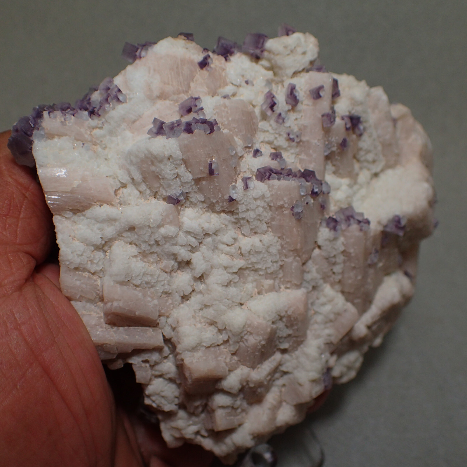 Fluorite on Microcline, Dreamtime Claim, Lake George, Colorado