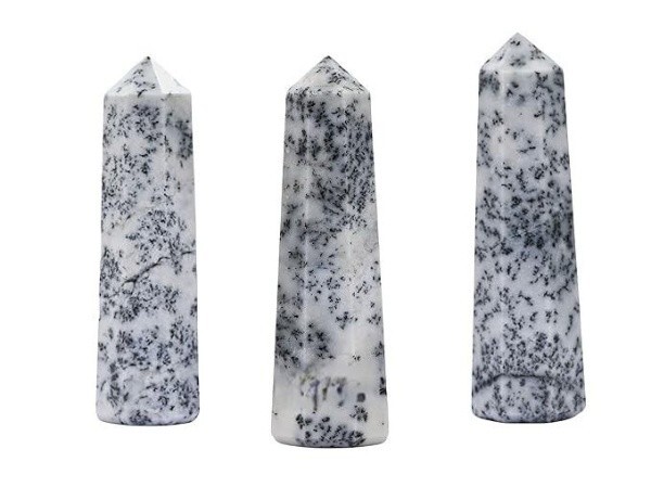 5Pcs Set Natural Dendrite Opal Crystal Points Home Office Table Decor, 3-4″