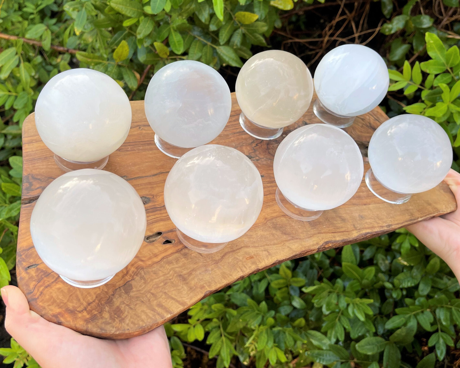 Selenite Crystal Sphere + Stand, JUMBO 3″ (Polished Selenite Crystal Healing)