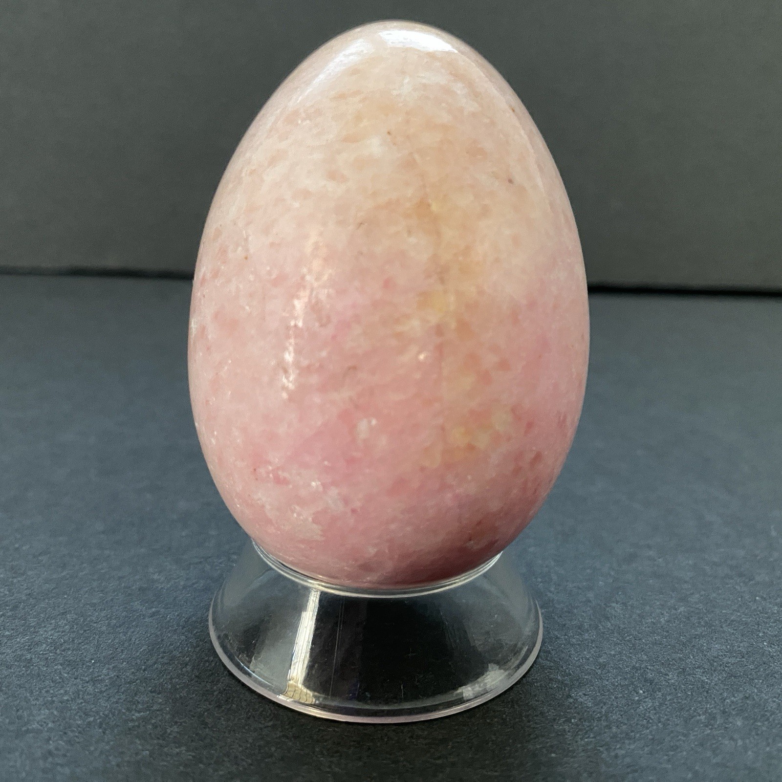 Natural Onyx Stone Egg With Stand Hand Polished Banded Agate Calcite Crystal