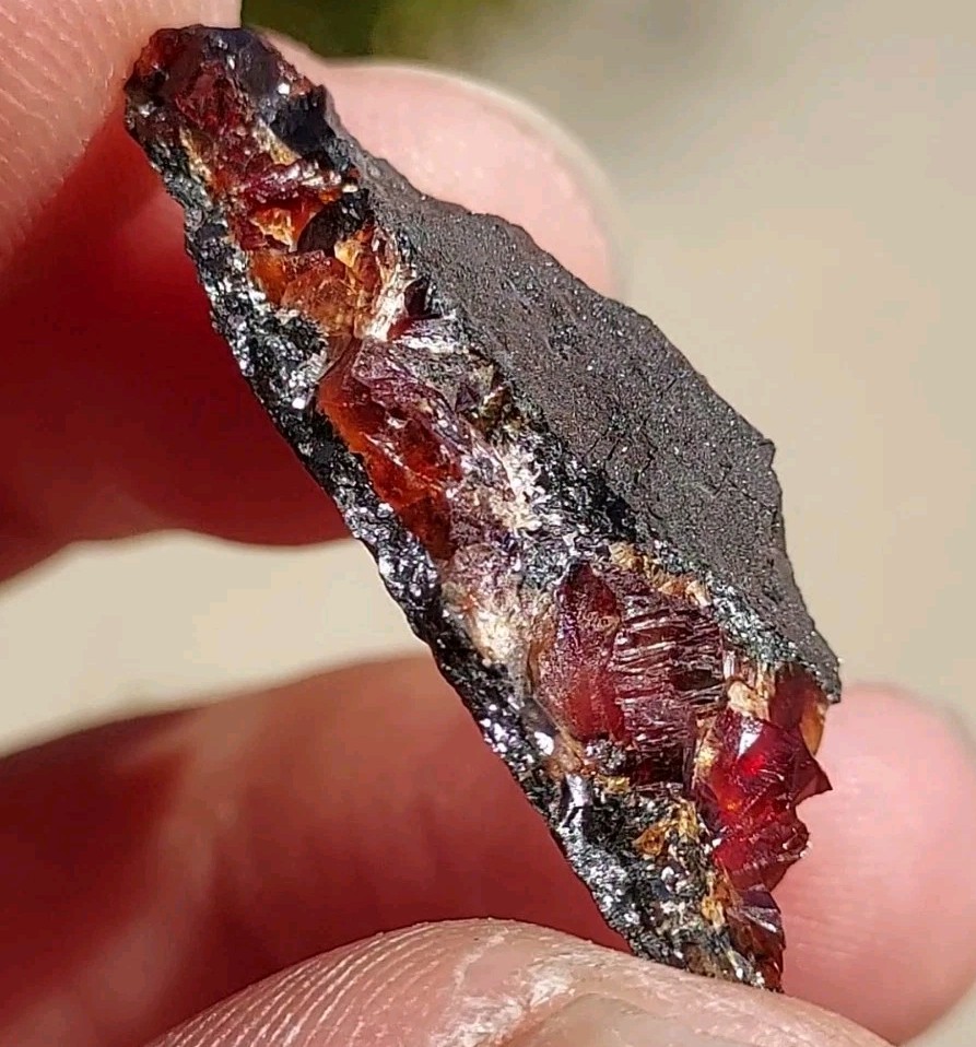 ULTRA RARE GEM RHODOCHROSITE ON MATRIX N’Chwaning I Mine, KMF, South Africa